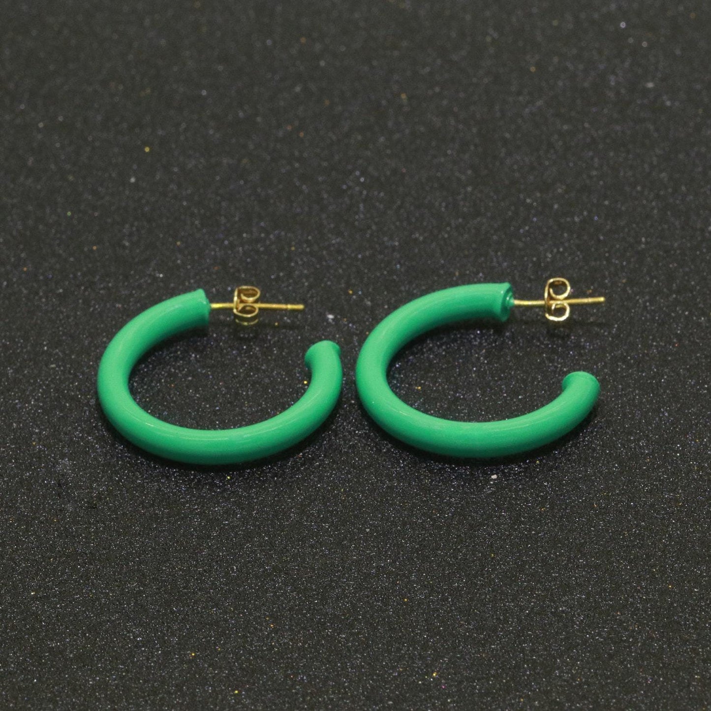 Cute candy hoop earring in 14k gold fill black, teal, white, pink, purple, green or yellow enamel • 30mm enamel cartilage huggie hoop goft