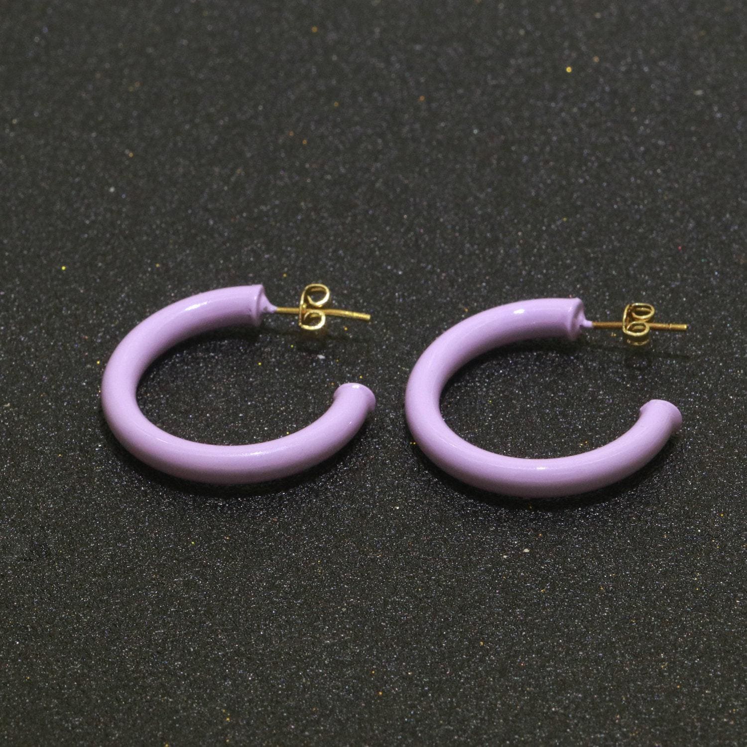 Cute candy hoop earring in 14k gold fill black, teal, white, pink, purple, green or yellow enamel • 30mm enamel cartilage huggie hoop goft
