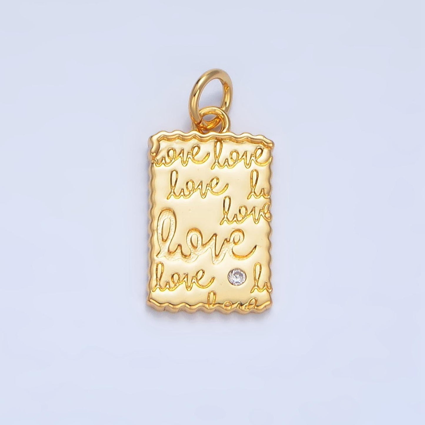 Rectangle 'love' scripted 24k gold filled charm | x-839