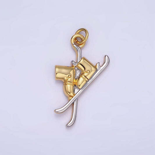 14k gold filled ski shoes with silver skates charm | ag-627