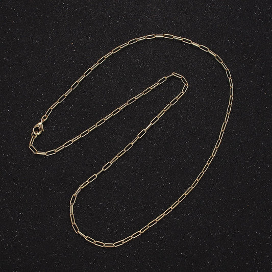 14k gold filled 2.3mm paperclip 16 inch, 18 inch, 20 inch layering chain necklace | wa-2120 ~ wa-2123
