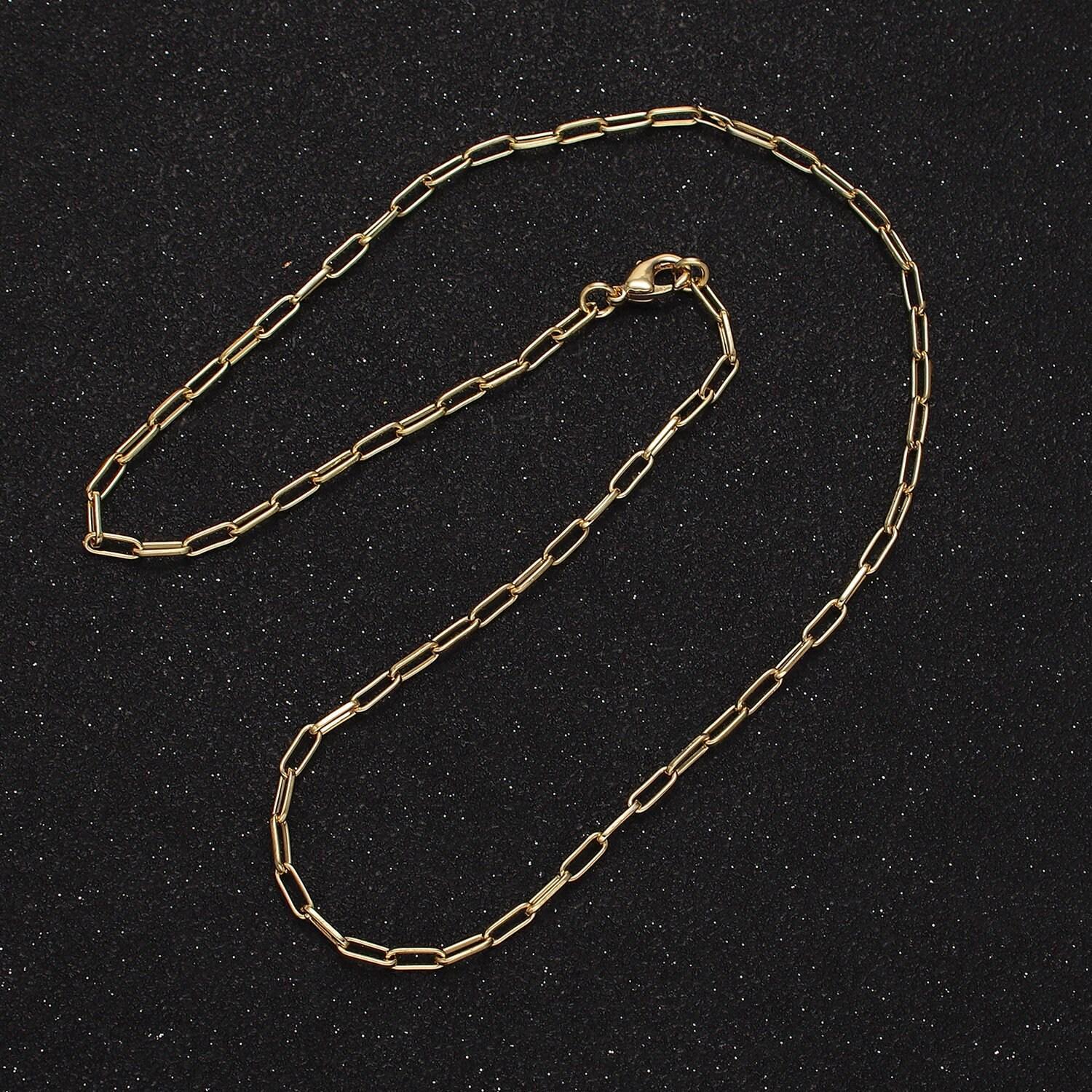 14k gold filled 2.3mm paperclip 16 inch, 18 inch, 20 inch layering chain necklace | wa-2120 ~ wa-2123