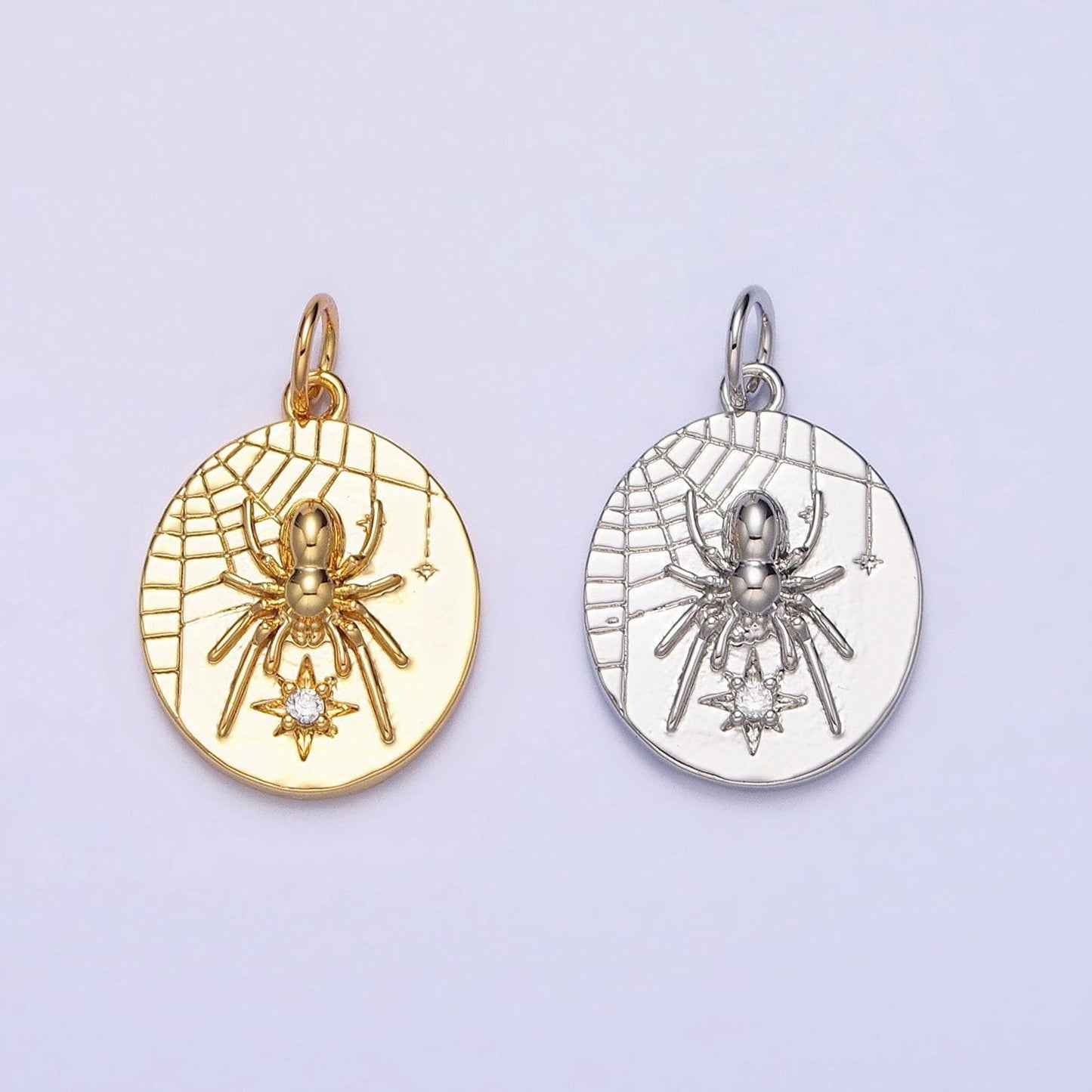 Small spider charm insect gold, silver halloween gothic charm ac567 ac568