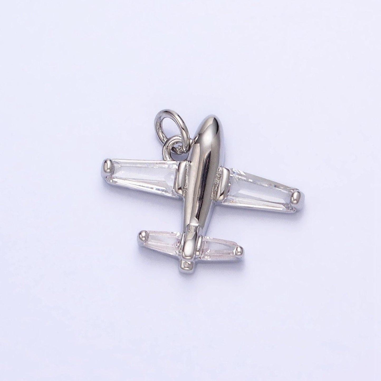 1x gold baguette cz plane charm silver airplane pendant for bracelet necklace earring supply ac703 ac704