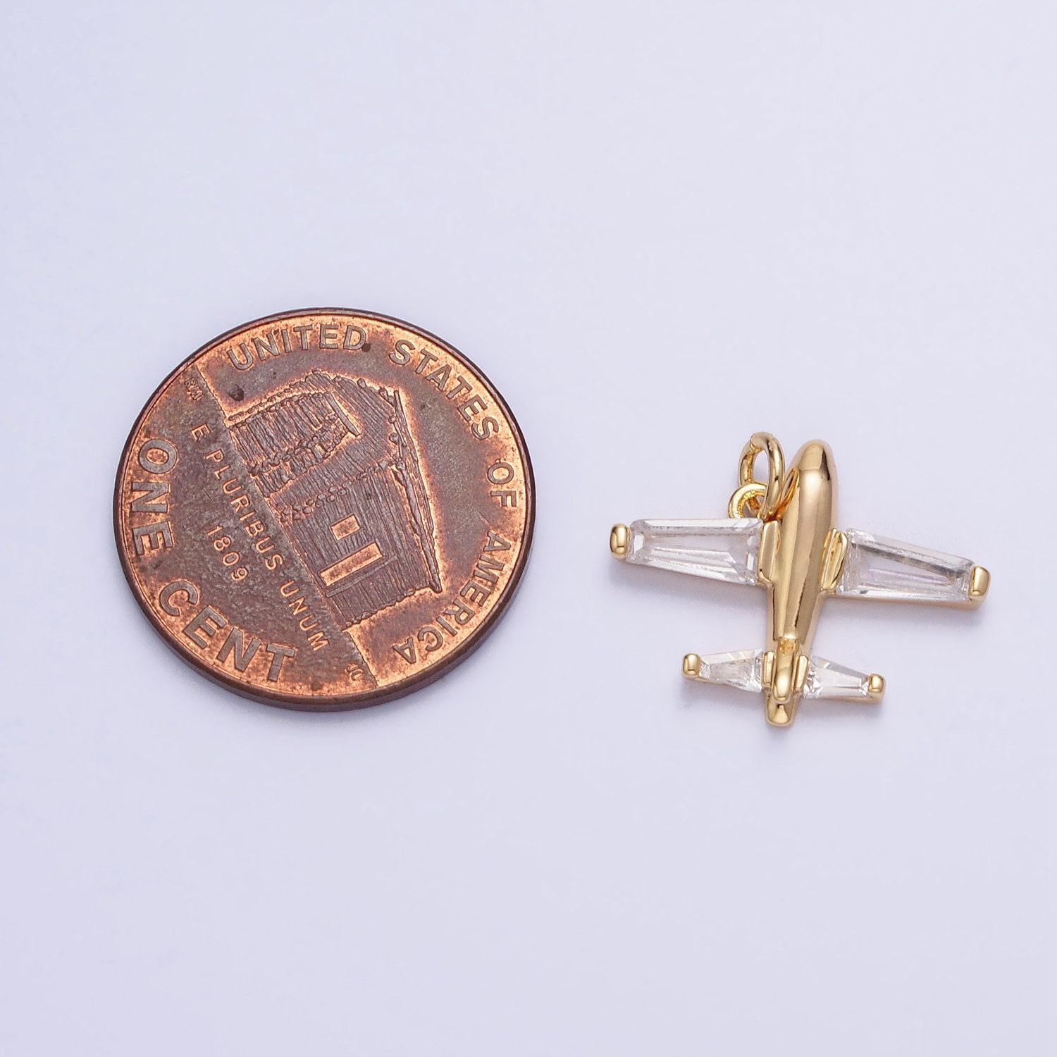 1x gold baguette cz plane charm silver airplane pendant for bracelet necklace earring supply ac703 ac704