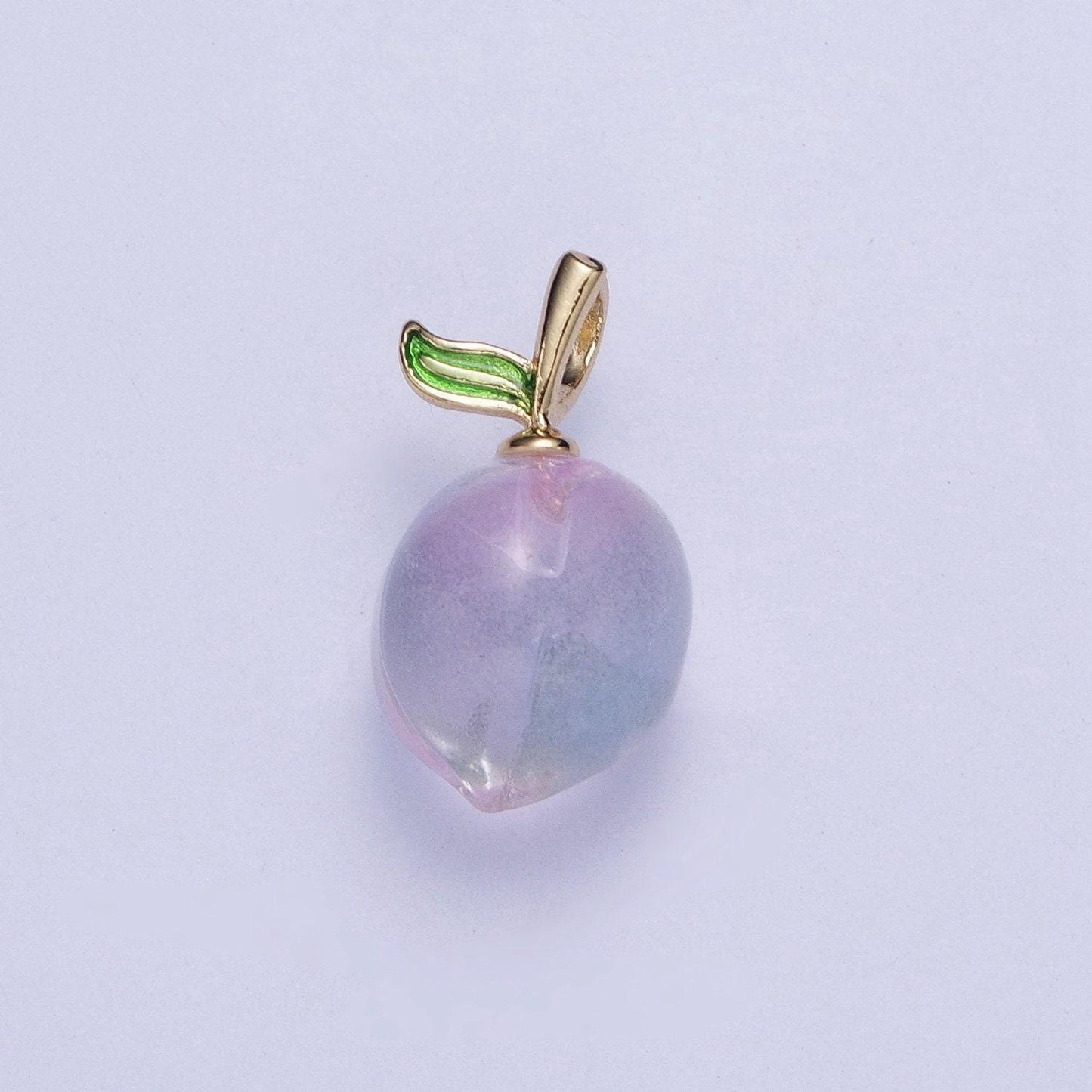 14k gold plated iridescent purple glass bead nature fruit charm pendant for jewelry making | x-187