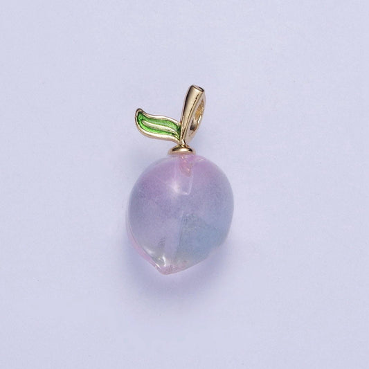 14k gold plated iridescent purple glass bead nature fruit charm pendant for jewelry making | x-187