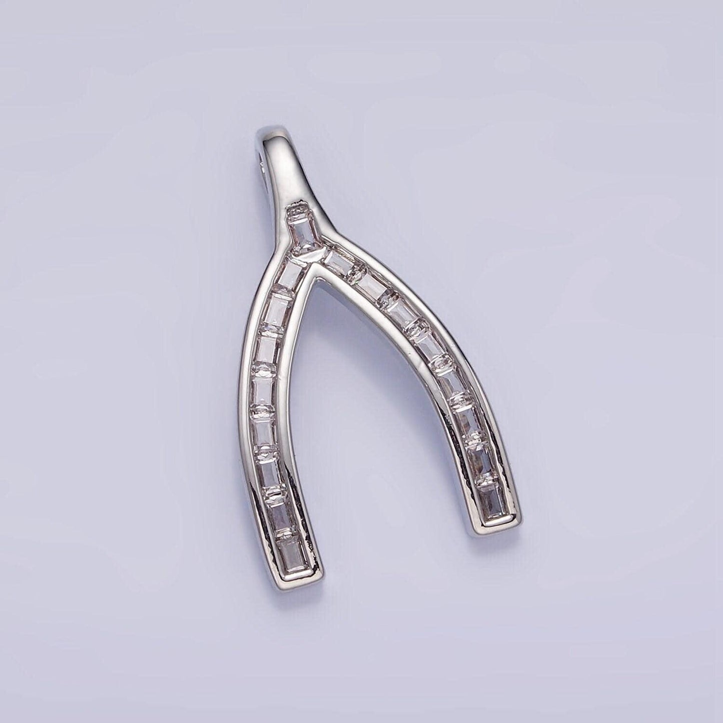 Dainty wishbone charm with cubic zirconia wish bone pendant good luck charm in 14k gold filled aa-1269