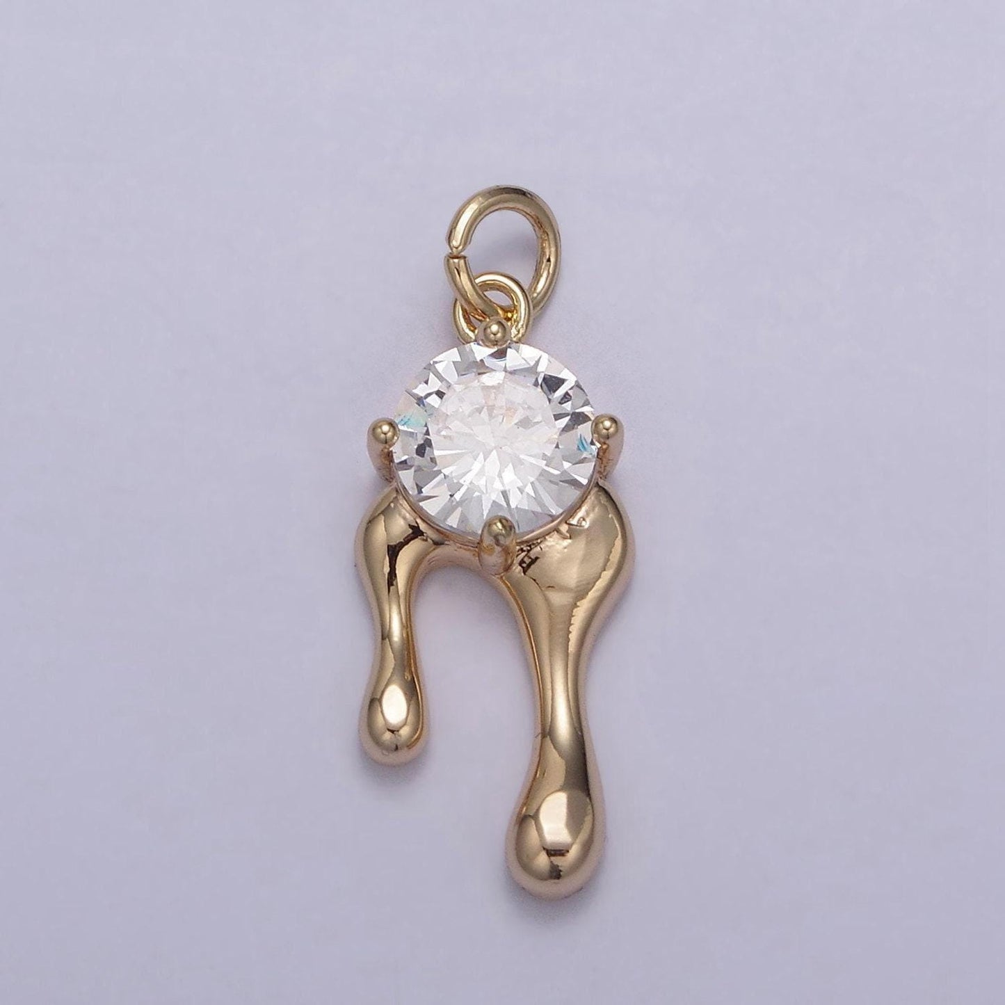 16k gold filled clear round cut solitaire cz ladies pendant charm drip jewelry | n-828