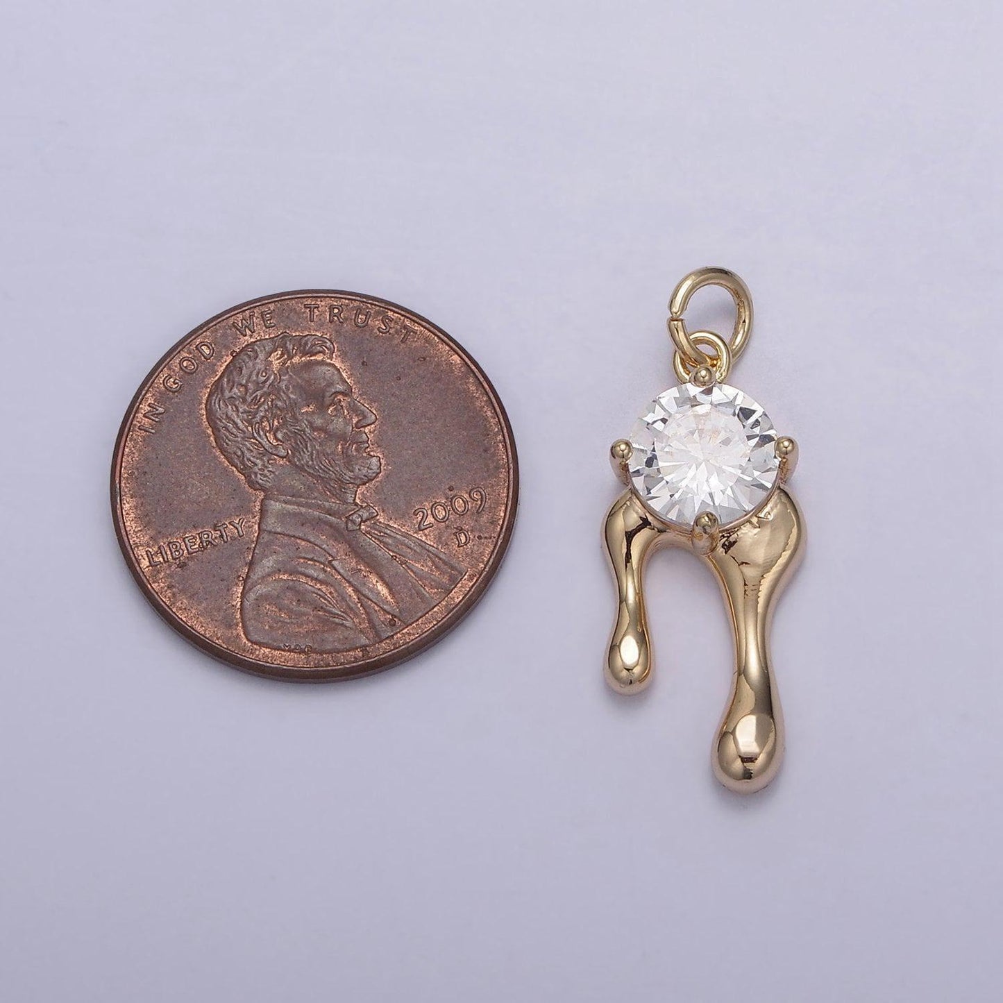 16k gold filled clear round cut solitaire cz ladies pendant charm drip jewelry | n-828