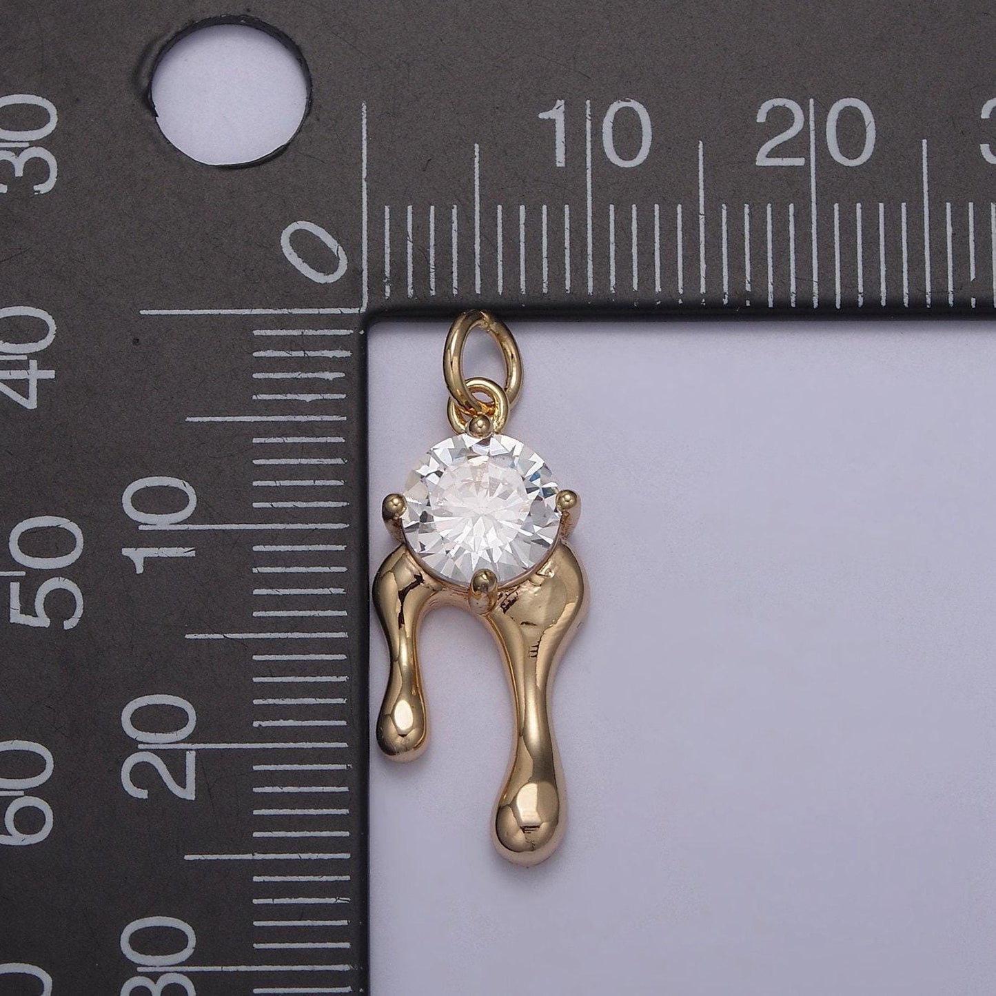 16k gold filled clear round cut solitaire cz ladies pendant charm drip jewelry | n-828
