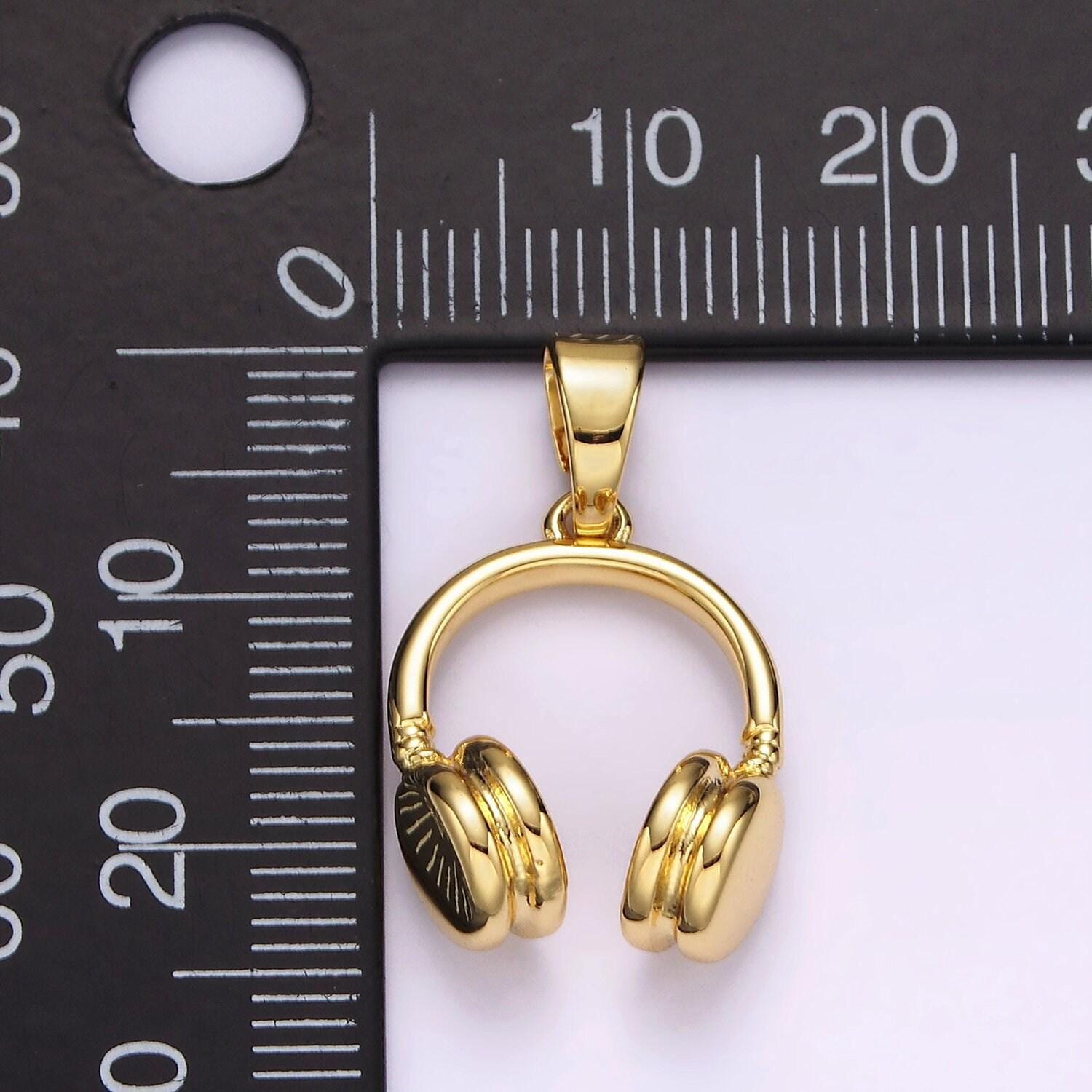 14k gold filled 25mm music headphones minimalist pendant | ah119