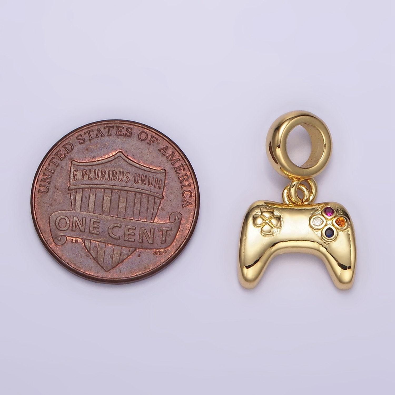 18k gold filled joystick pendant gamer necklace gift idea gold game controller charm for bracelet necklace m121