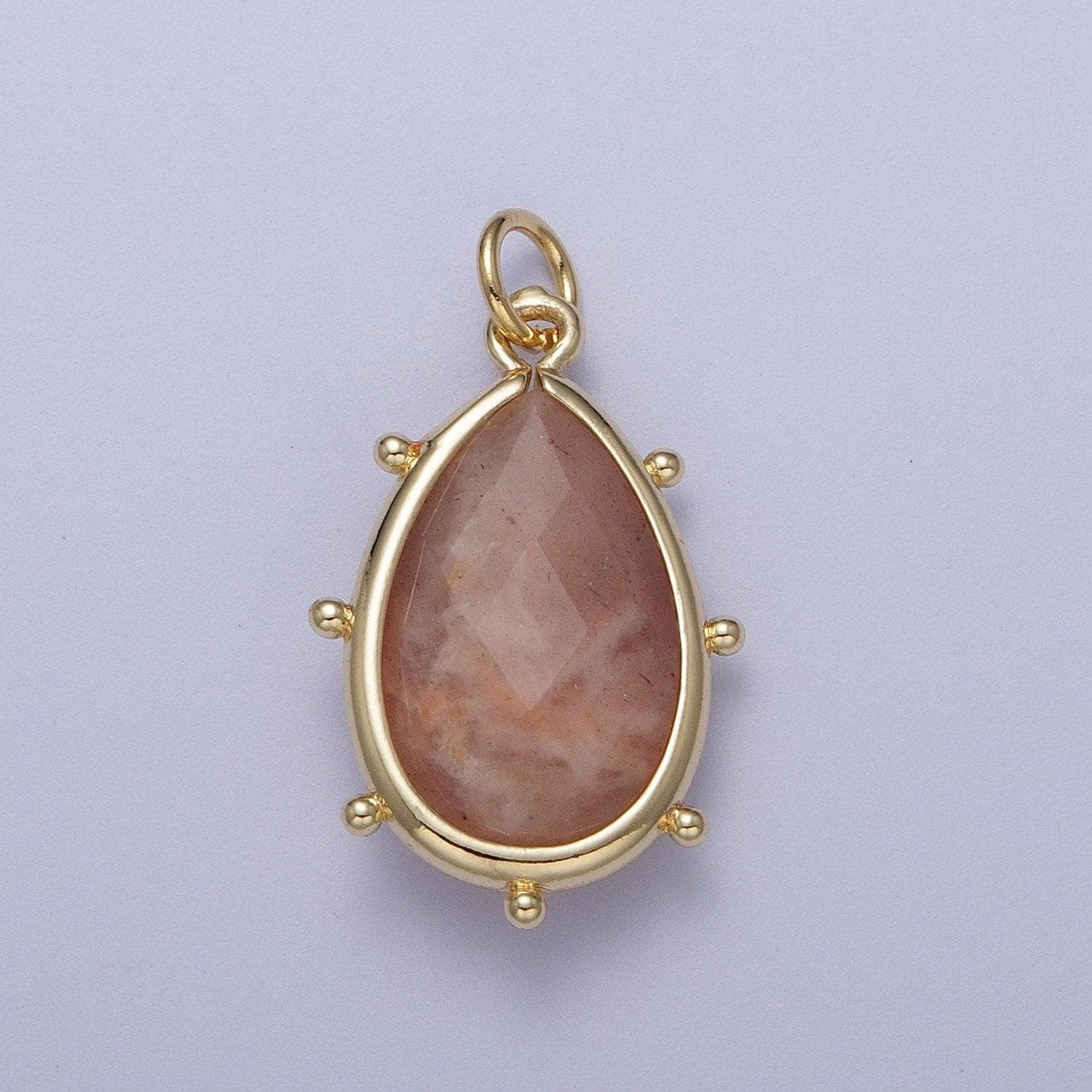 Pear teardrop 25.6mm x 14mm dainty gemstone drop charm gold rim bezel faceted gemstone pendant for necklace bracelet earring component c040