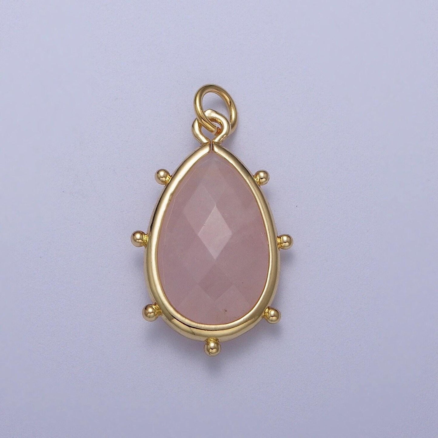Pear teardrop 25.6mm x 14mm dainty gemstone drop charm gold rim bezel faceted gemstone pendant for necklace bracelet earring component c040