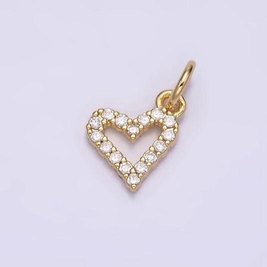 Mini cubic heart pendant polished gold-plated tiny geometric charm for earring bracelet necklace component n-974
