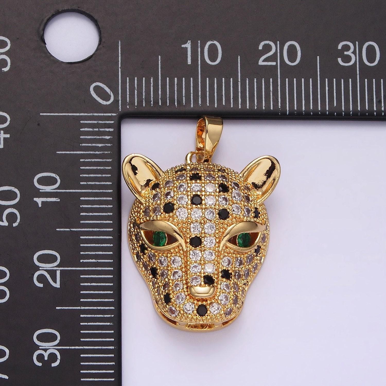 Dainty 14k gold filled leopard panther charm micro pave pendant for diy jewelry making gold animal jewelry necklace bracelet supply n1819