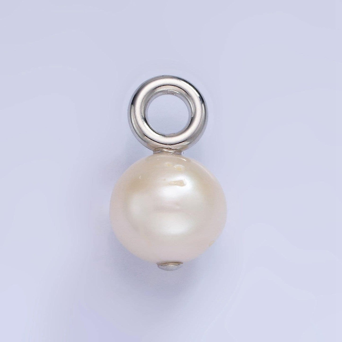 Mini silver pearl charm 11mm potato shape freshwater pearl charm loop 4mm p-1700