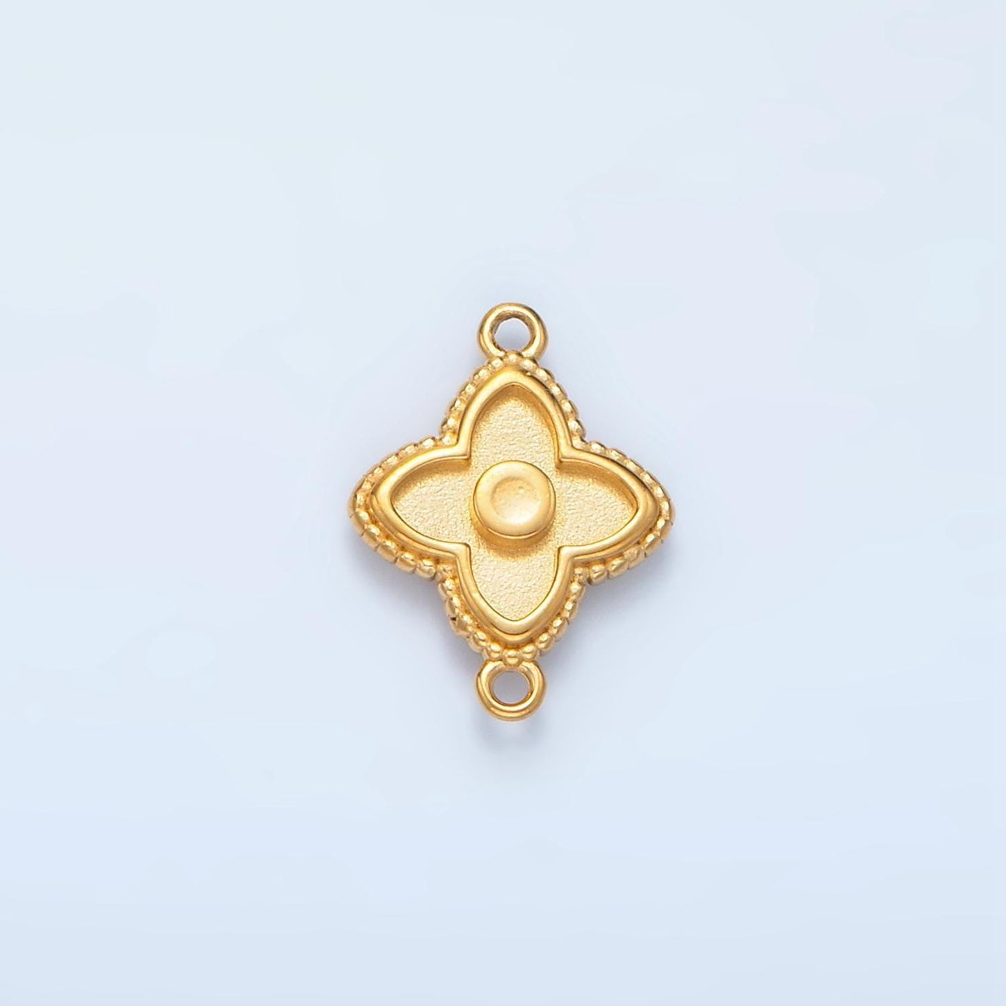 Stainless steel flower petal star charm connector minimalist dotted bezel link connector | f-185