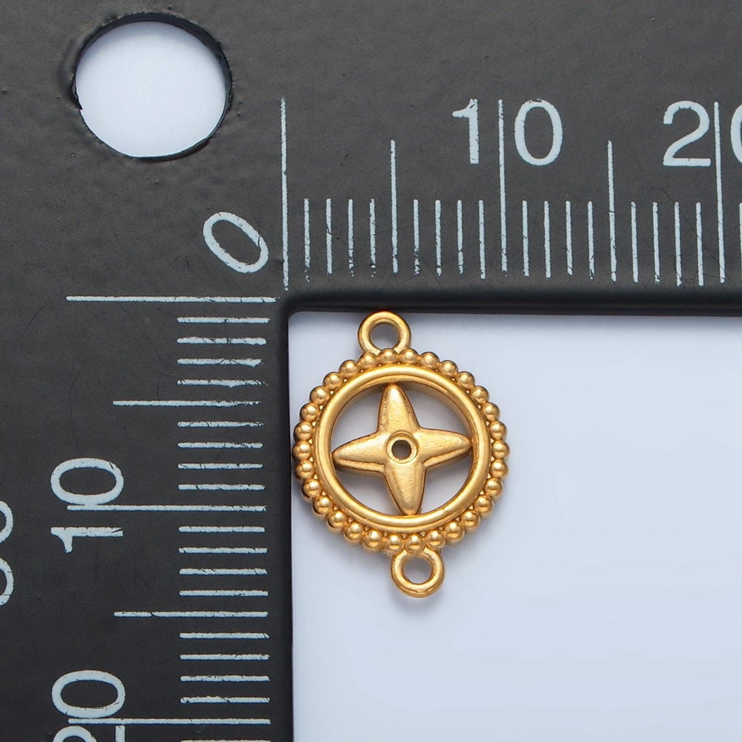 Stainless steel round star charm connector minimalist dotted bezel link connector | f-209