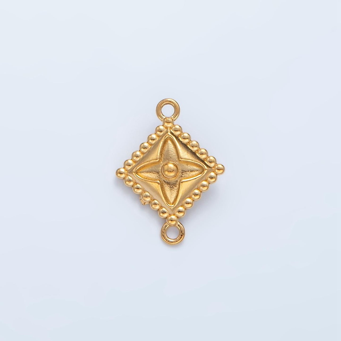 Stainless steel rhombus star charm connector minimalist dotted bezel link connector | f-197