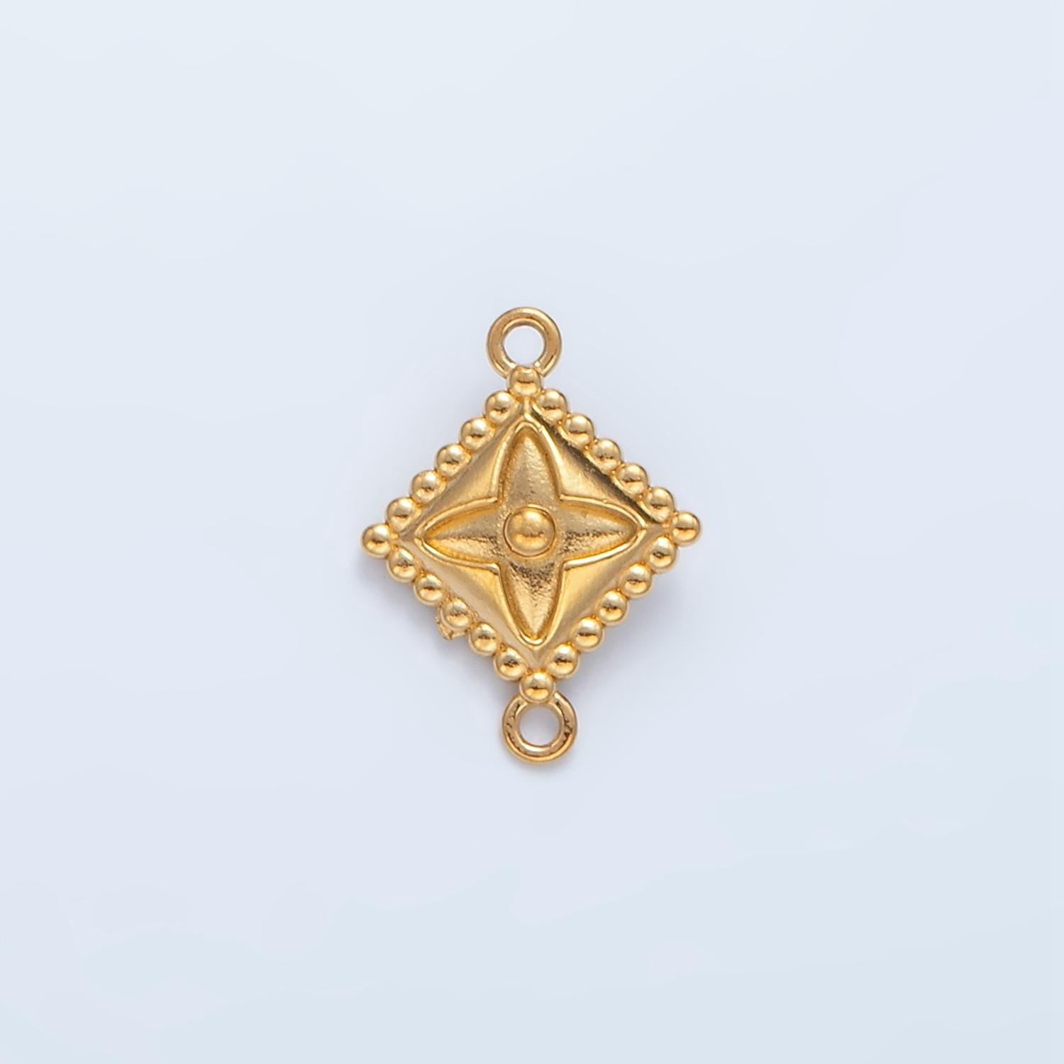 Stainless steel rhombus star charm connector minimalist dotted bezel link connector | f-197