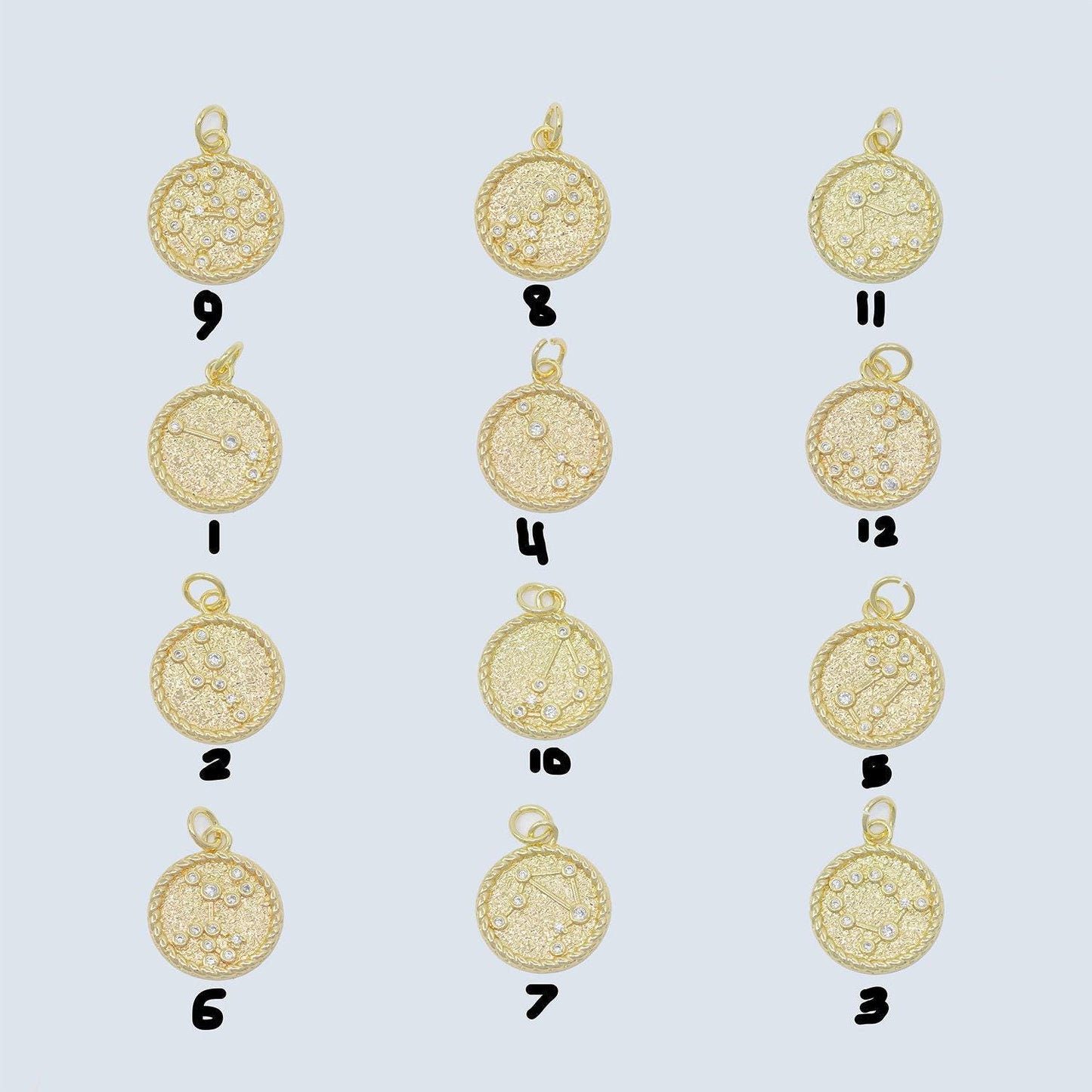 Gold filled zodiac constellation charms, zodiac symbol, horoscope charm, gold astrological zodiac sign minimalist jewelry, a1821-a1826