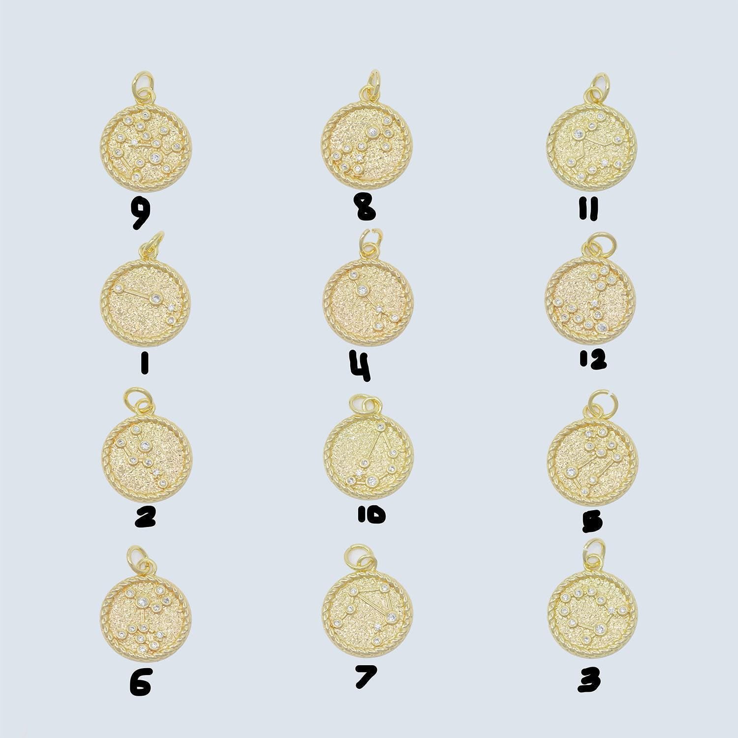 Gold filled zodiac constellation charms, zodiac symbol, horoscope charm, gold astrological zodiac sign minimalist jewelry, a1821-a1826
