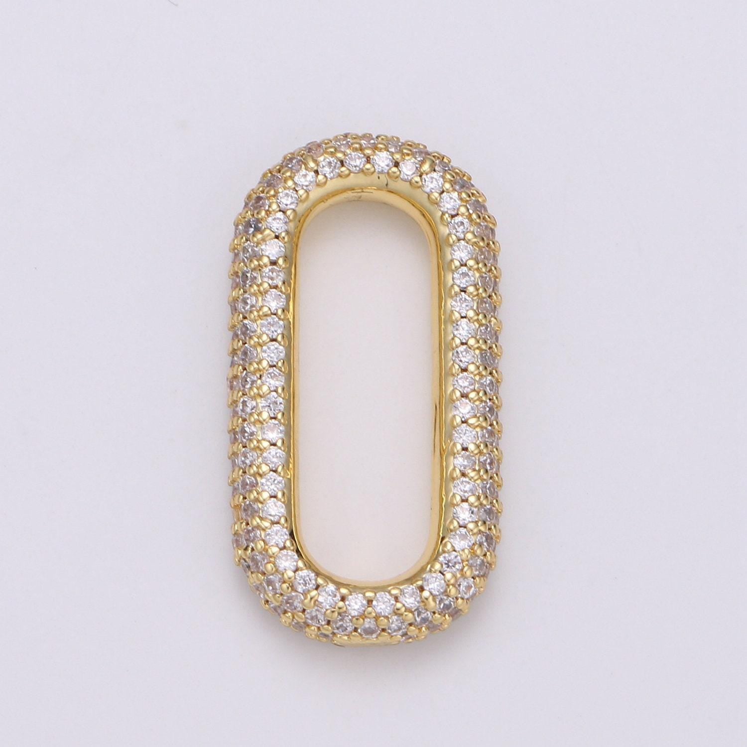 1pc paper clip link , end of the belt charm, interlocking oval, pave oval shaped connector, mutiple color options l-121, l-122, l-124,l-119