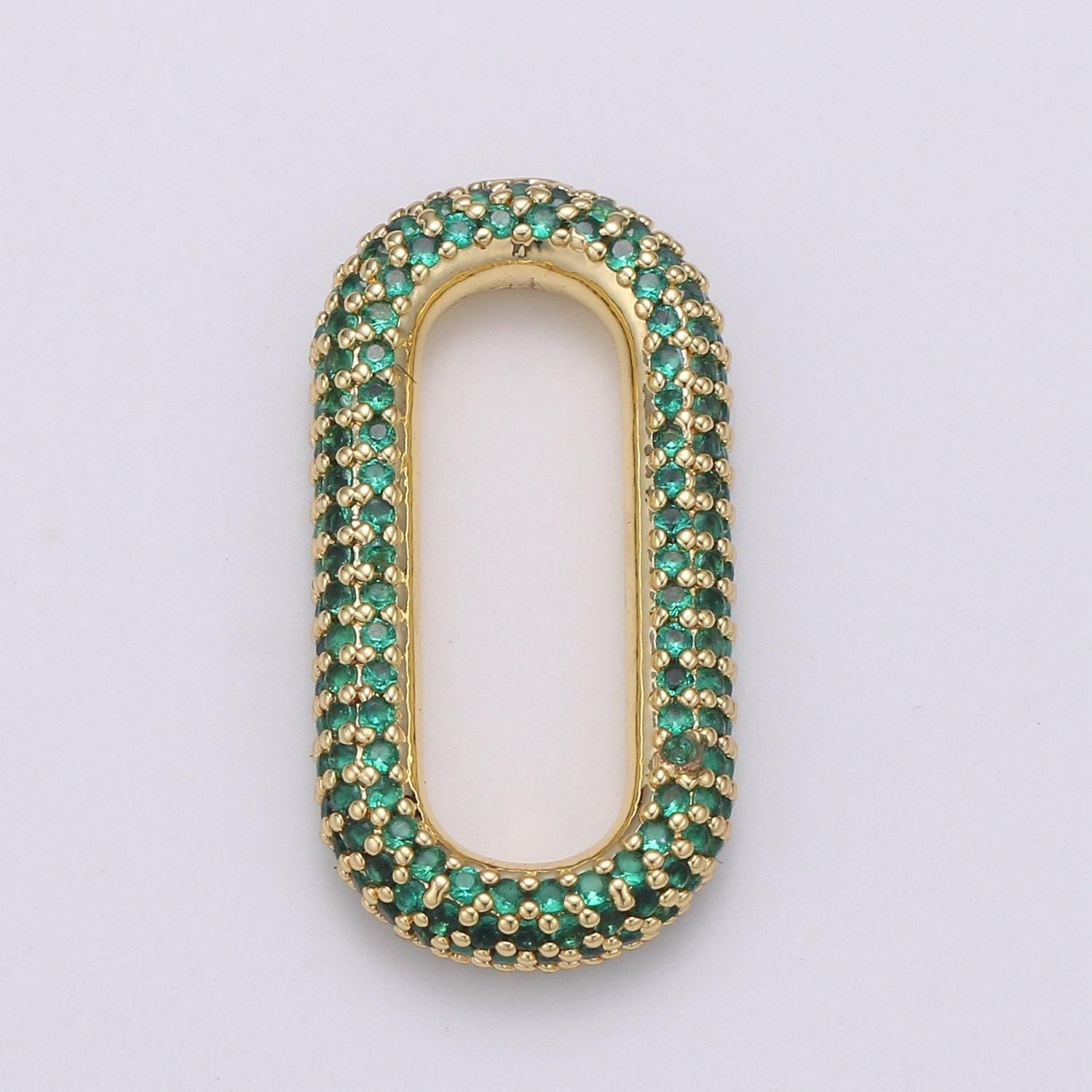 1pc paper clip link , end of the belt charm, interlocking oval, pave oval shaped connector, mutiple color options l-121, l-122, l-124,l-119