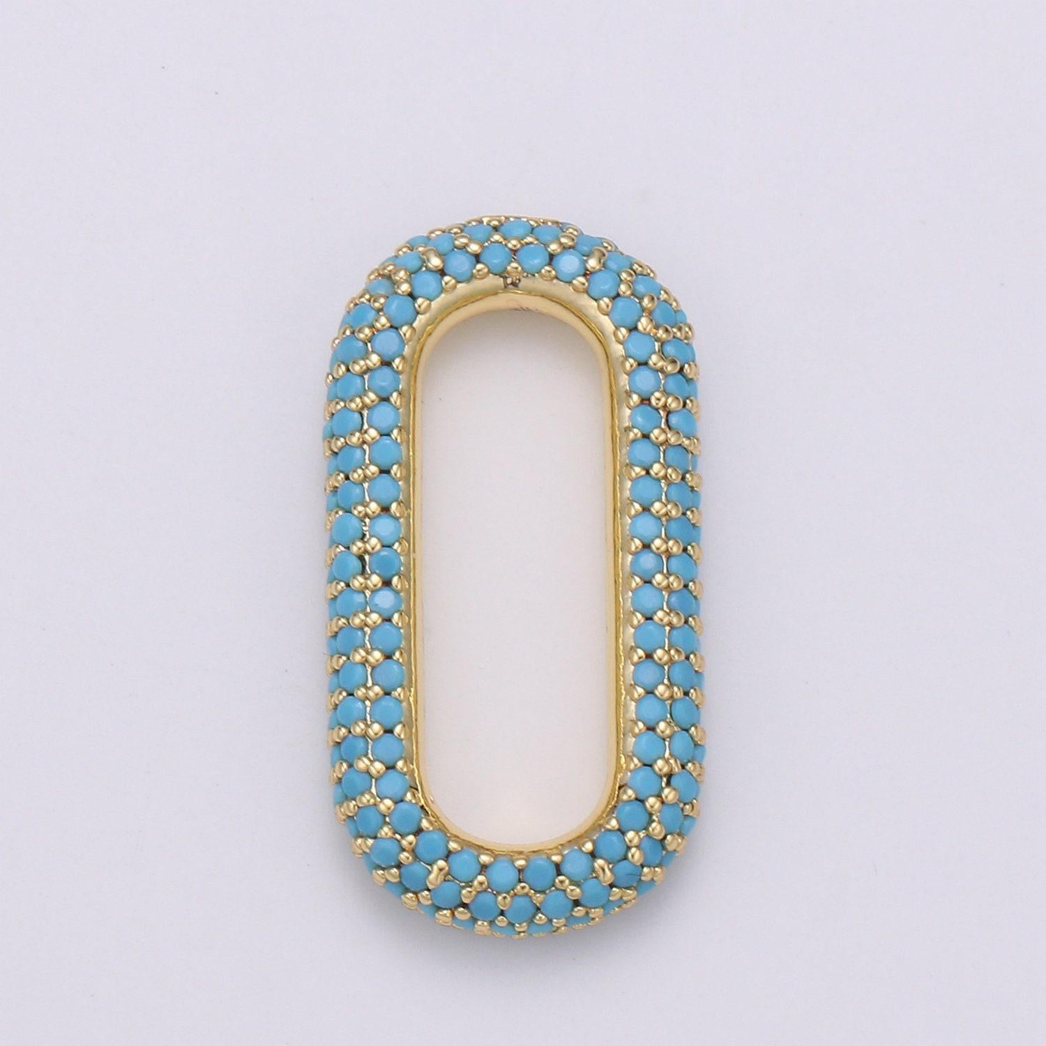 1pc paper clip link , end of the belt charm, interlocking oval, pave oval shaped connector, mutiple color options l-121, l-122, l-124,l-119