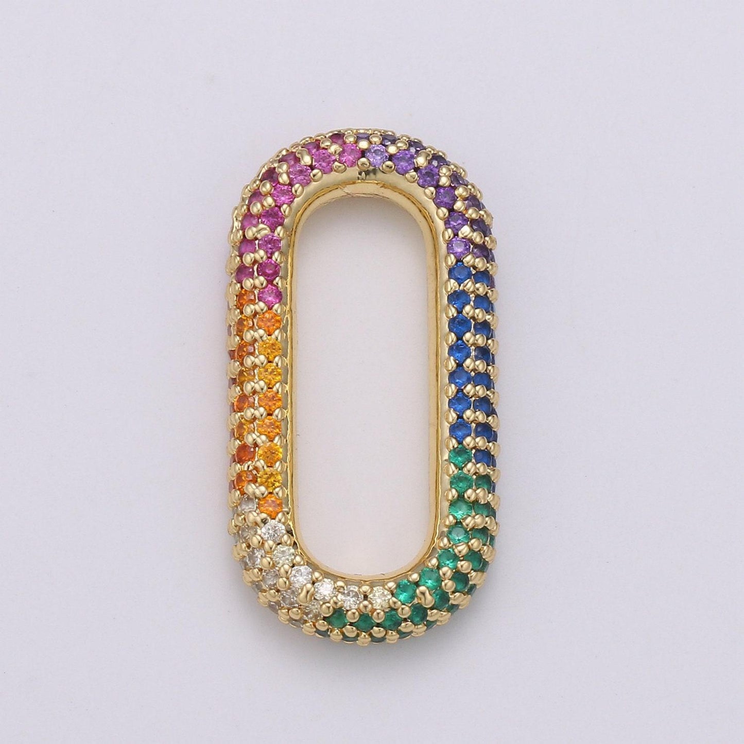 1pc paper clip link , end of the belt charm, interlocking oval, pave oval shaped connector, mutiple color options l-121, l-122, l-124,l-119