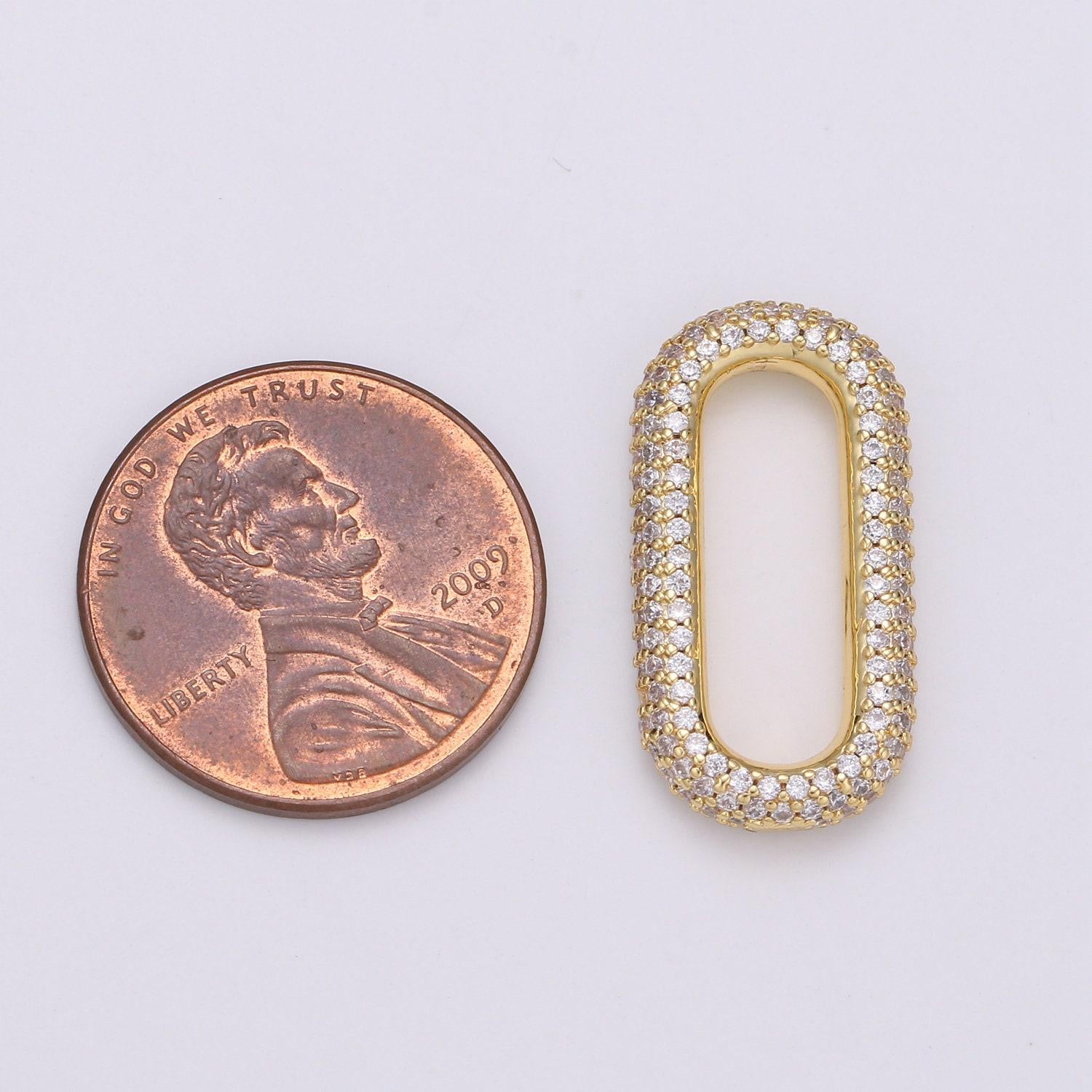 1pc paper clip link , end of the belt charm, interlocking oval, pave oval shaped connector, mutiple color options l-121, l-122, l-124,l-119