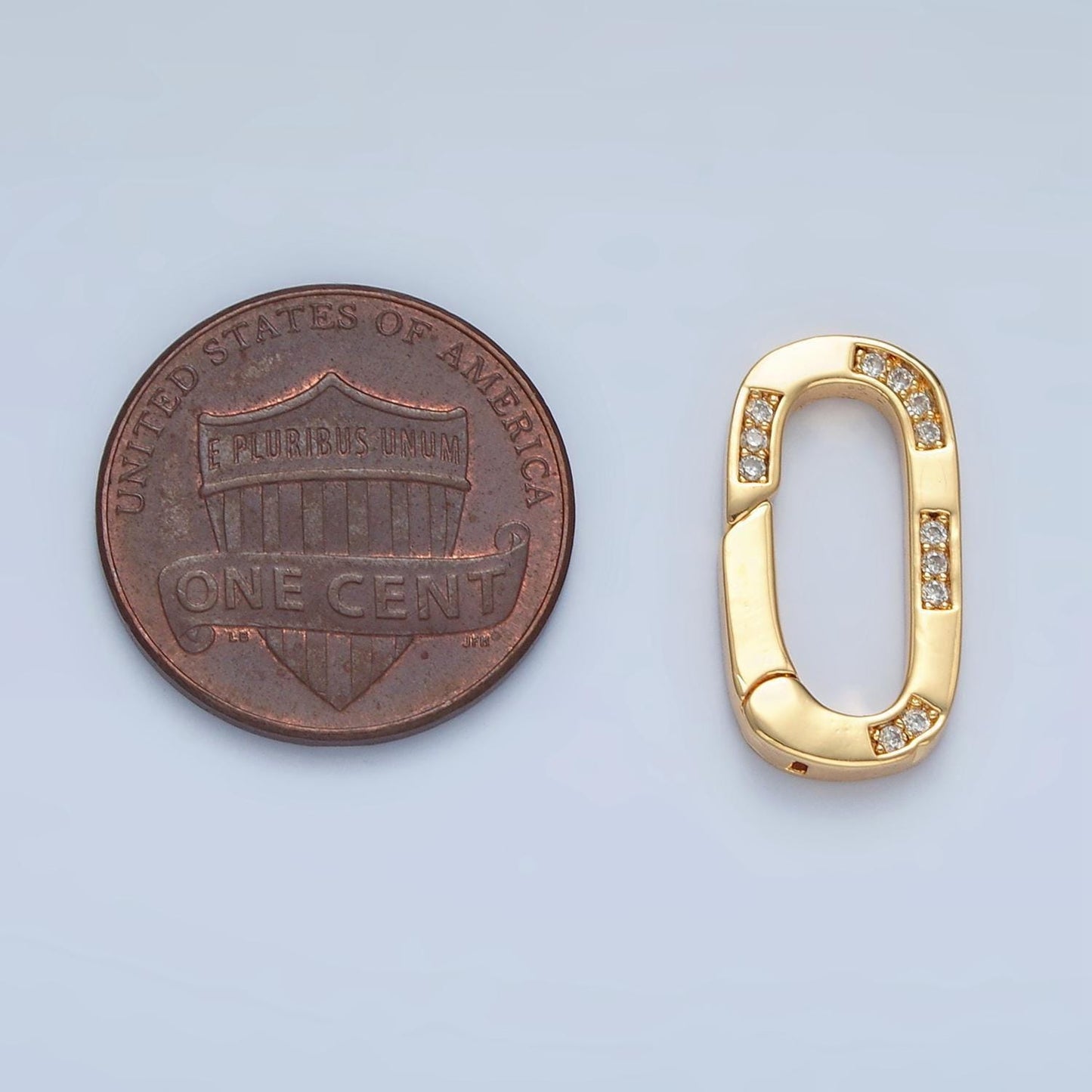 Small cz gold spring gate ring, push gate ring 9.5 x 18.1mm oval ring charm holder gold clasp for enhanced jewelry clasp z878