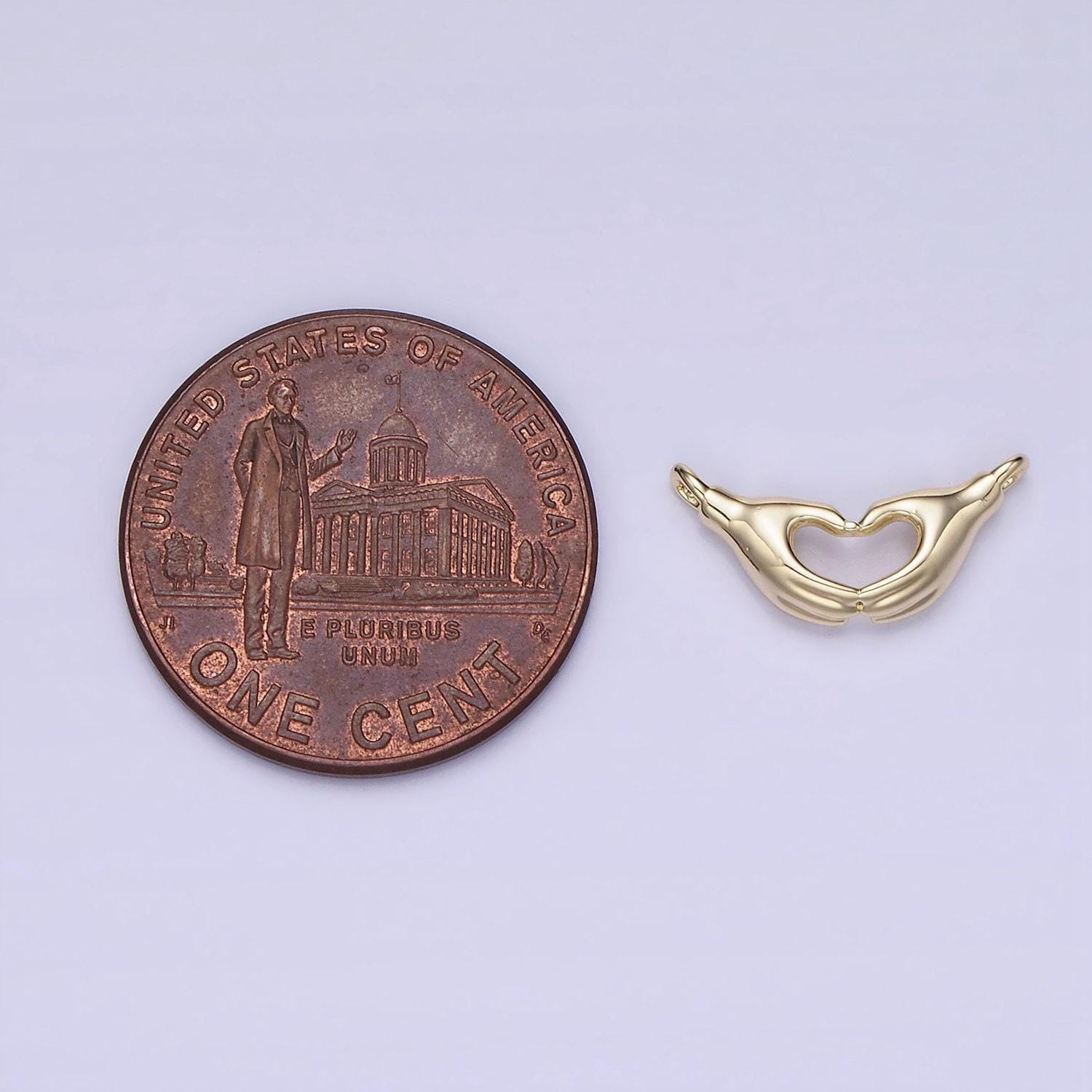 14k gold filled heart charm hand gesture charm connector for necklace bracelet link connector supplies g-273