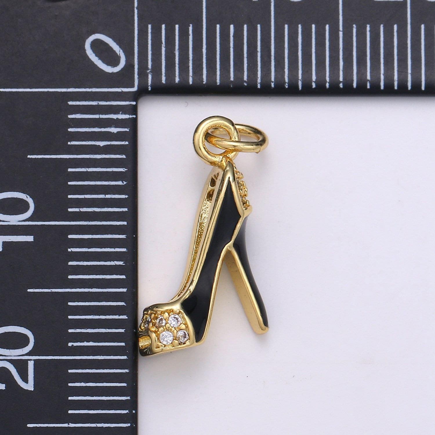 Stiletto heels 24k gold charm micro pave high heel charm, lady's shoes cubic charms, dainty cz minimalist jewelry chgf-1827,1828,1829