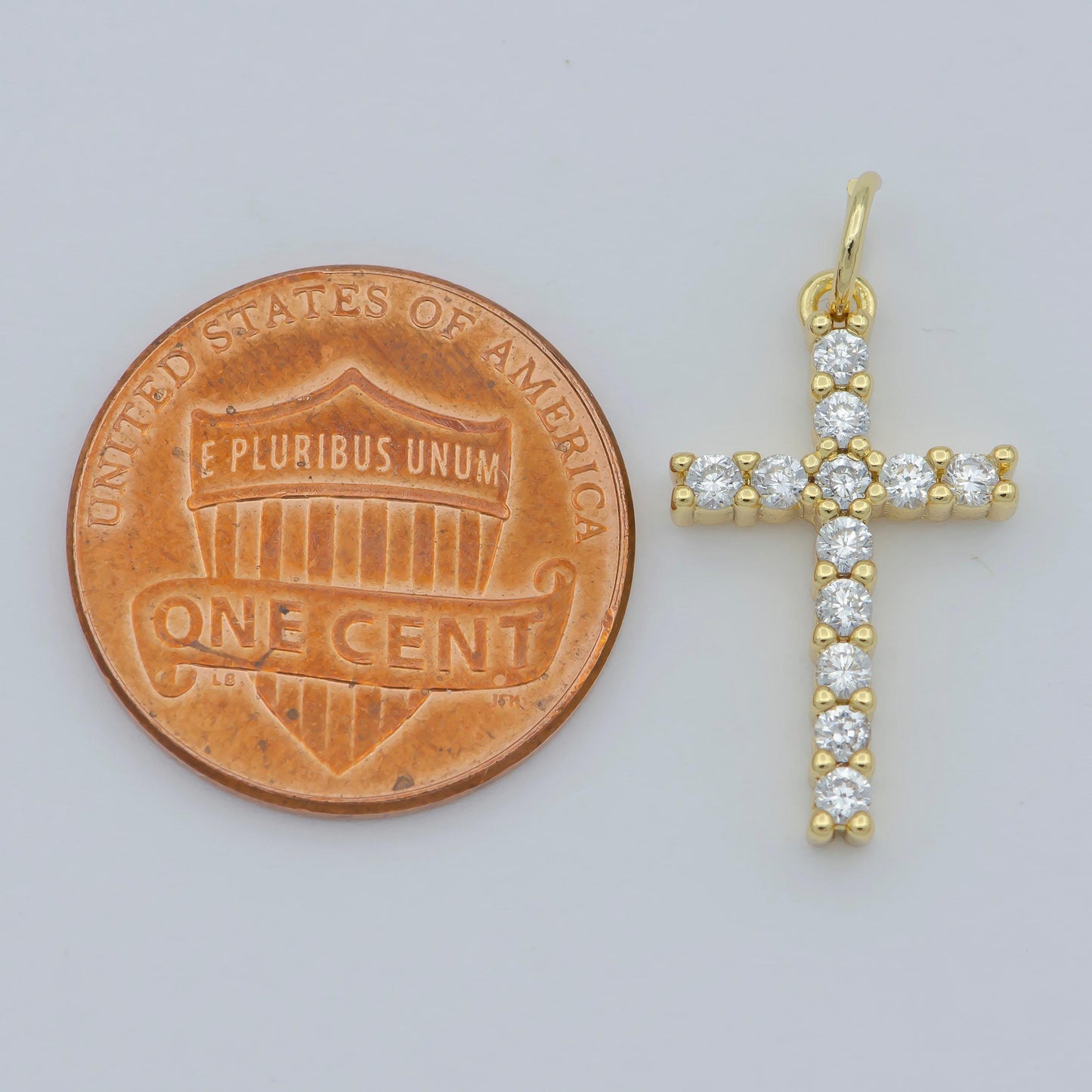 Dainty cross charm pendant 14k gold filled cz micro pave small silver cross charm religious jewelry making necklace cubic zirconia 24x11.5mm