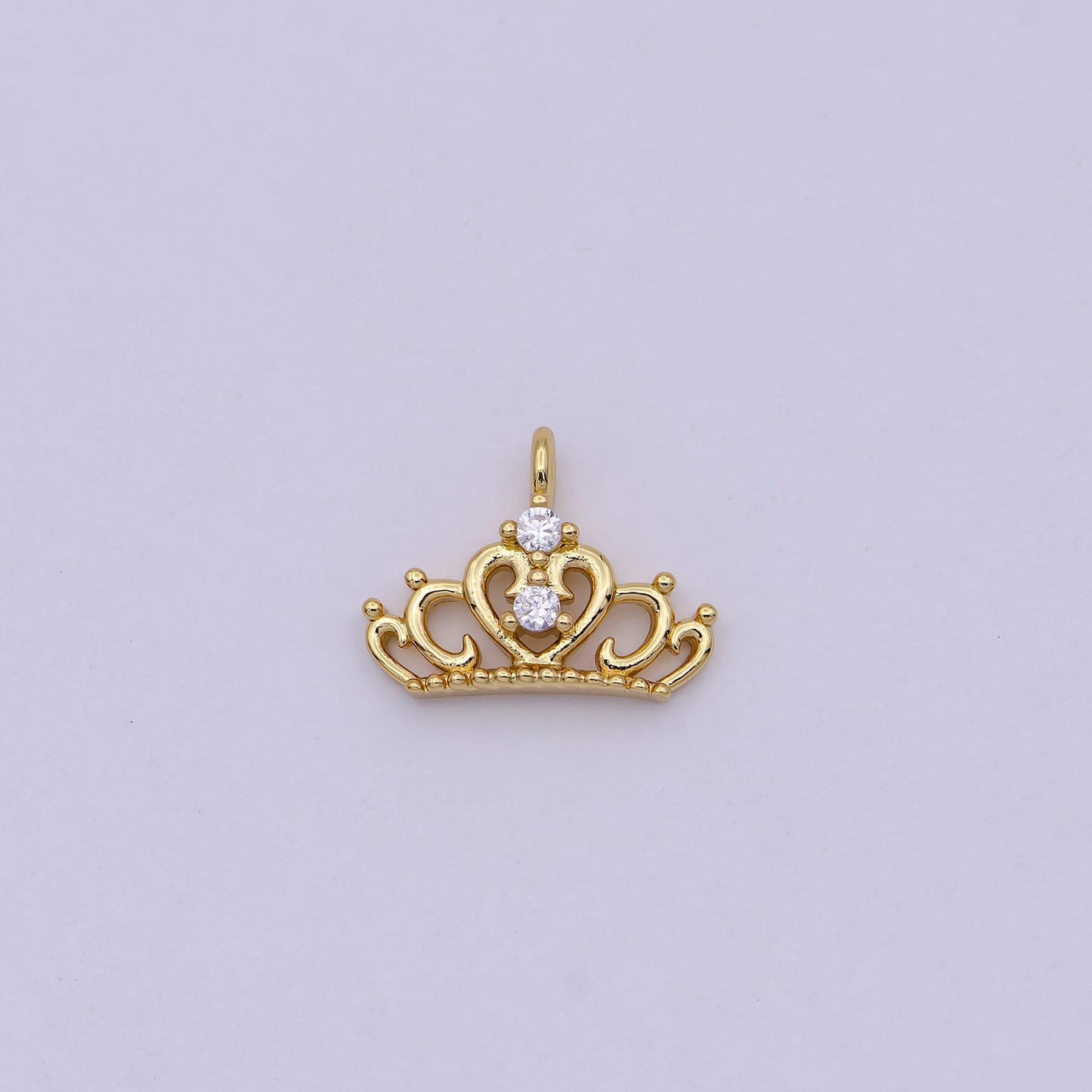Dainty gold/silver tiara charm, micro cz pave princess crown pendant, diy fashion jewelry making supply for necklace, bracelet | n-449 n-450