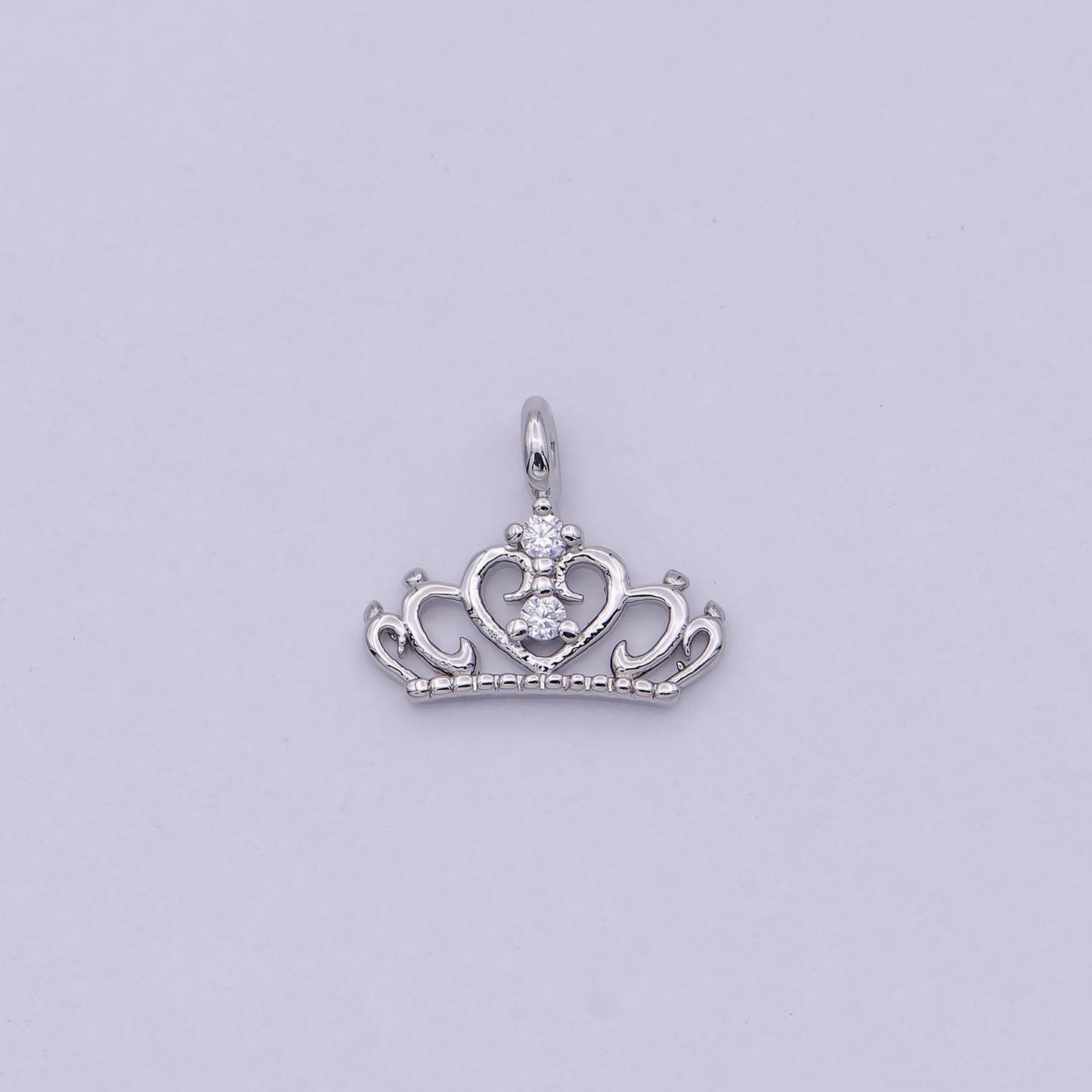 Dainty gold/silver tiara charm, micro cz pave princess crown pendant, diy fashion jewelry making supply for necklace, bracelet | n-449 n-450
