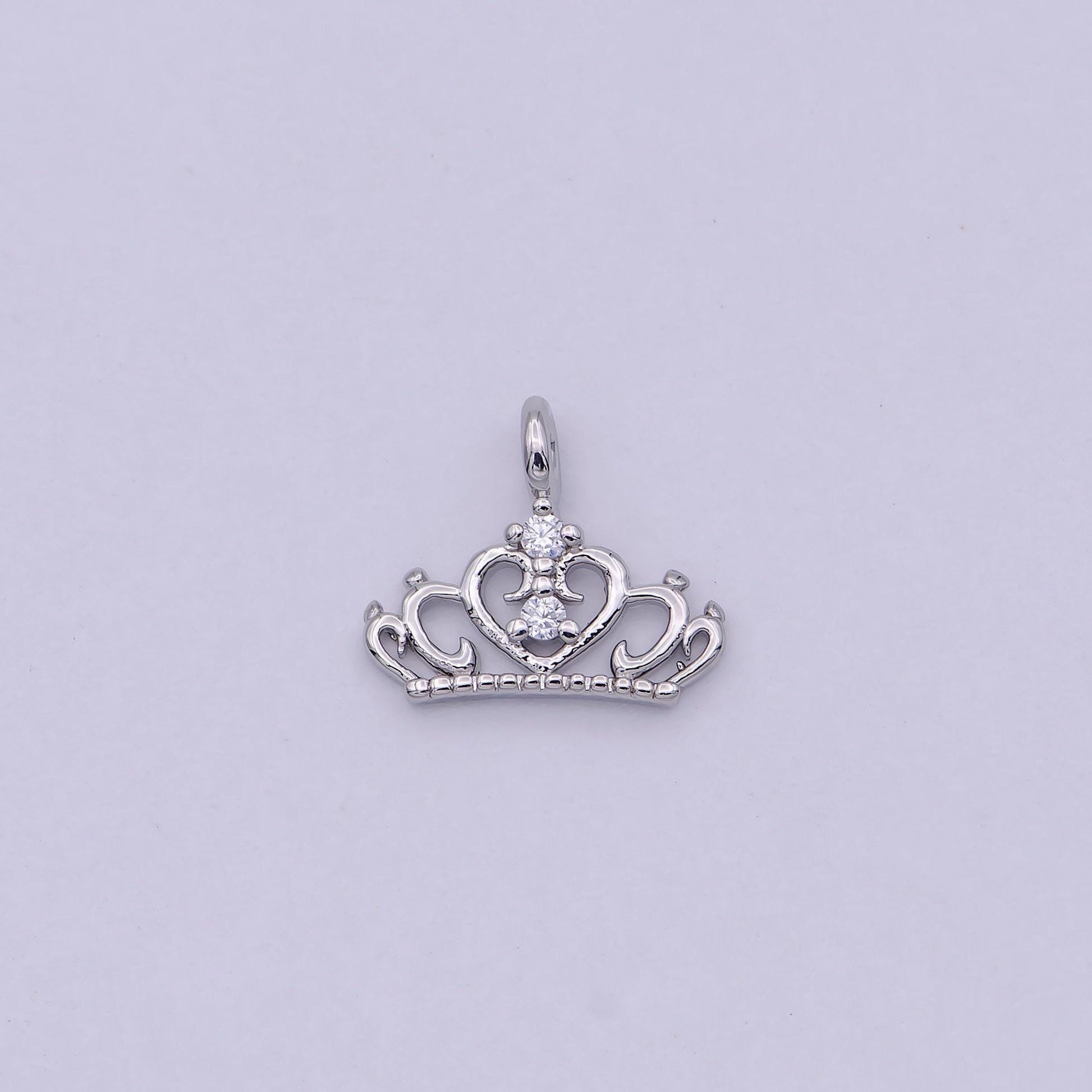 Dainty gold/silver tiara charm, micro cz pave princess crown pendant, diy fashion jewelry making supply for necklace, bracelet | n-449 n-450