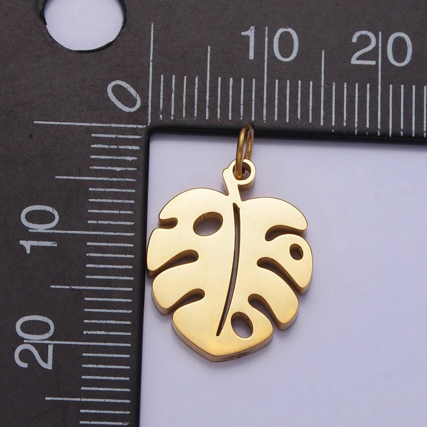 Stainless steel monstera charms - gold tropical leaf pendant - diy jewelry making supply for necklace bracelet earring component p-1218