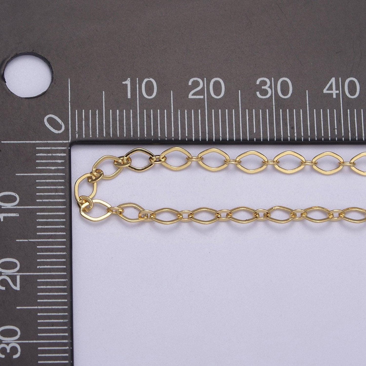 Gold oval rombust chain by yard, oval link, wholesale bulk roll chain for jewelry making, width 3.3 mm, roll 611-612