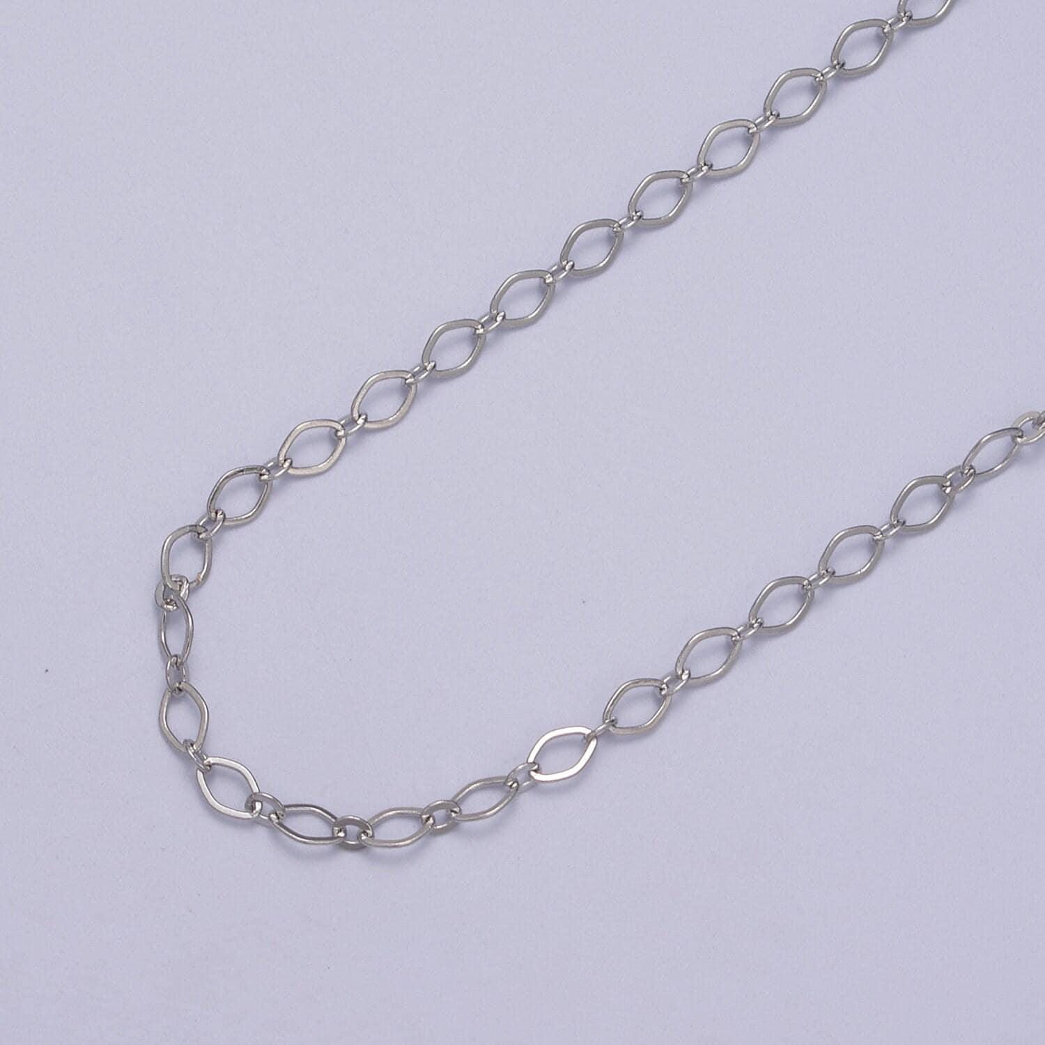 Gold oval rombust chain by yard, oval link, wholesale bulk roll chain for jewelry making, width 3.3 mm, roll 611-612