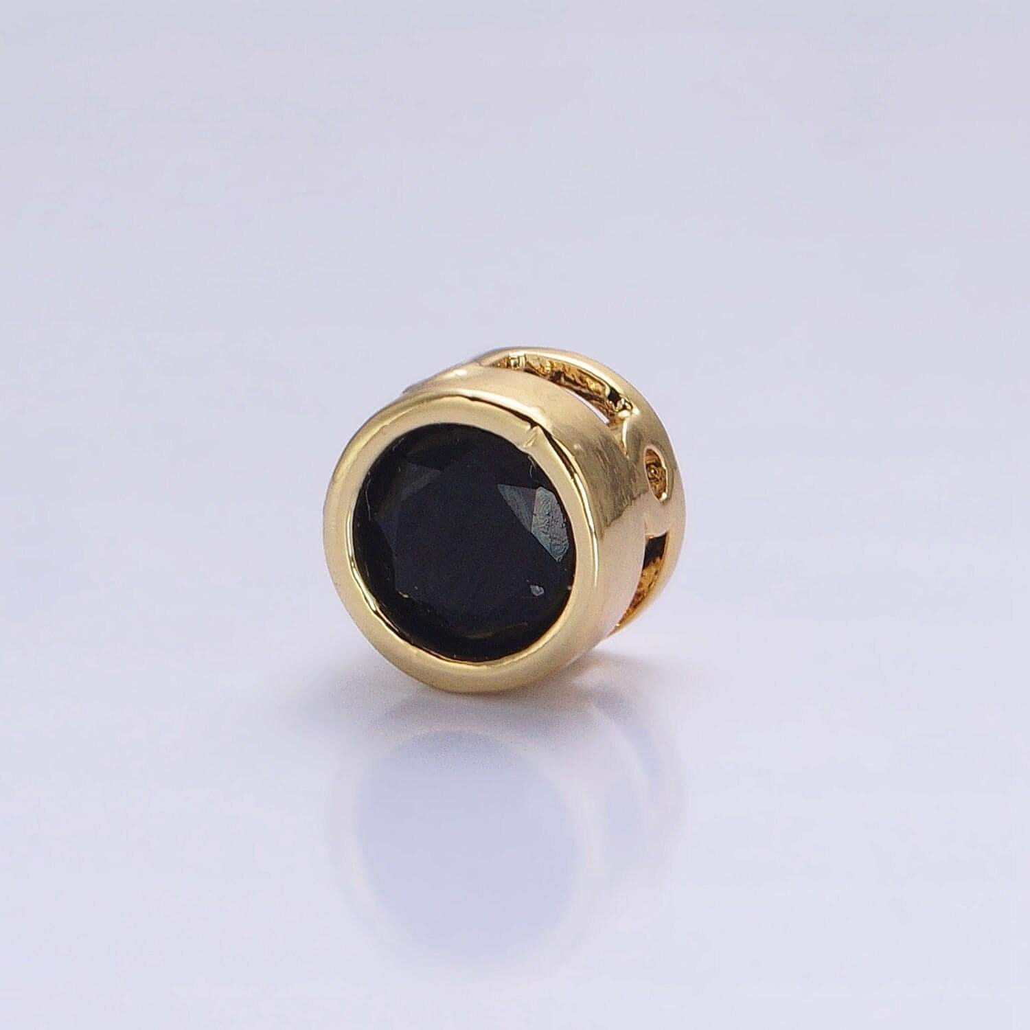 24k gold plated dainty cz round spacer bead, gold geometric spacer beads cz, small colorful spacers for bracelet necklace | b-229