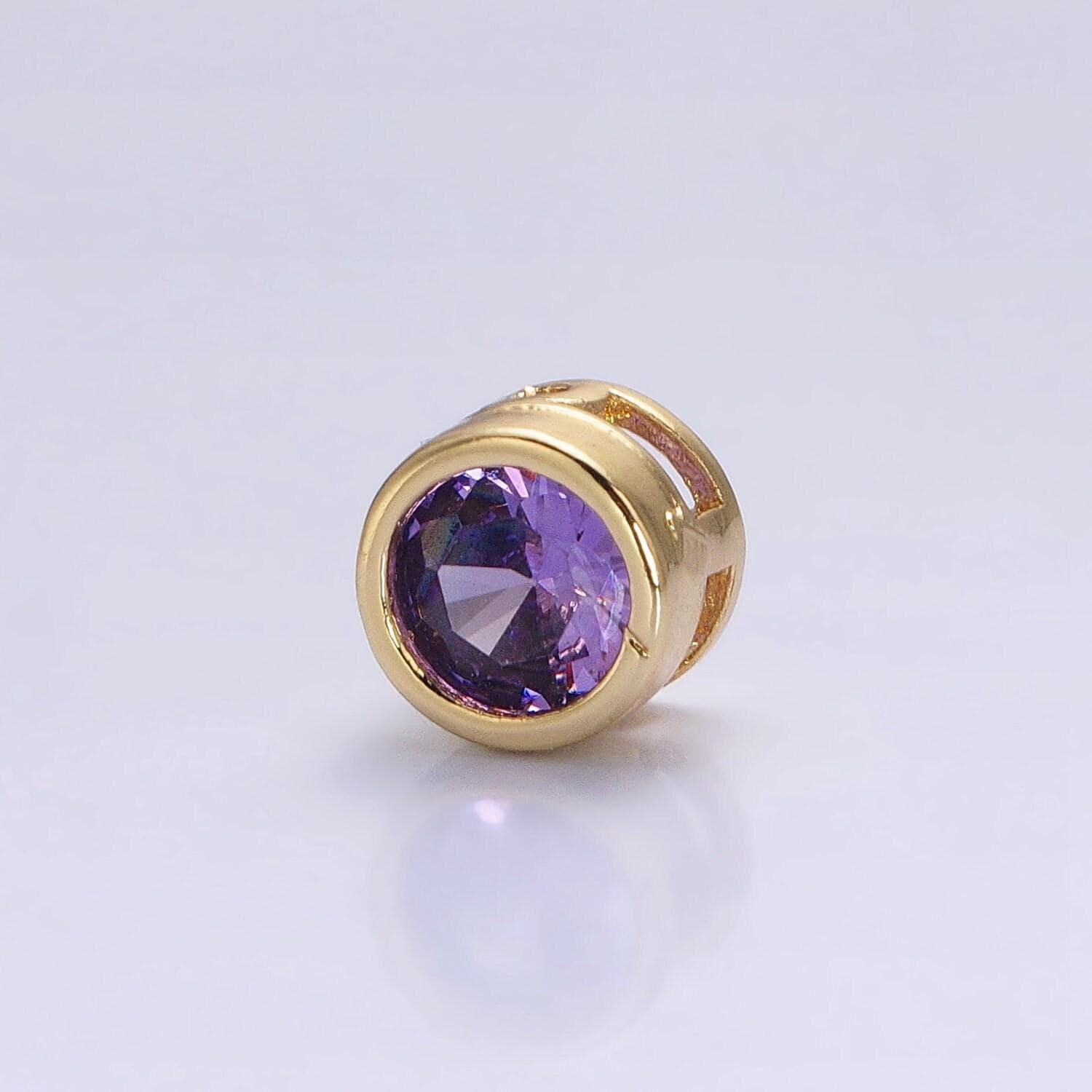 24k gold plated dainty cz round spacer bead, gold geometric spacer beads cz, small colorful spacers for bracelet necklace | b-229