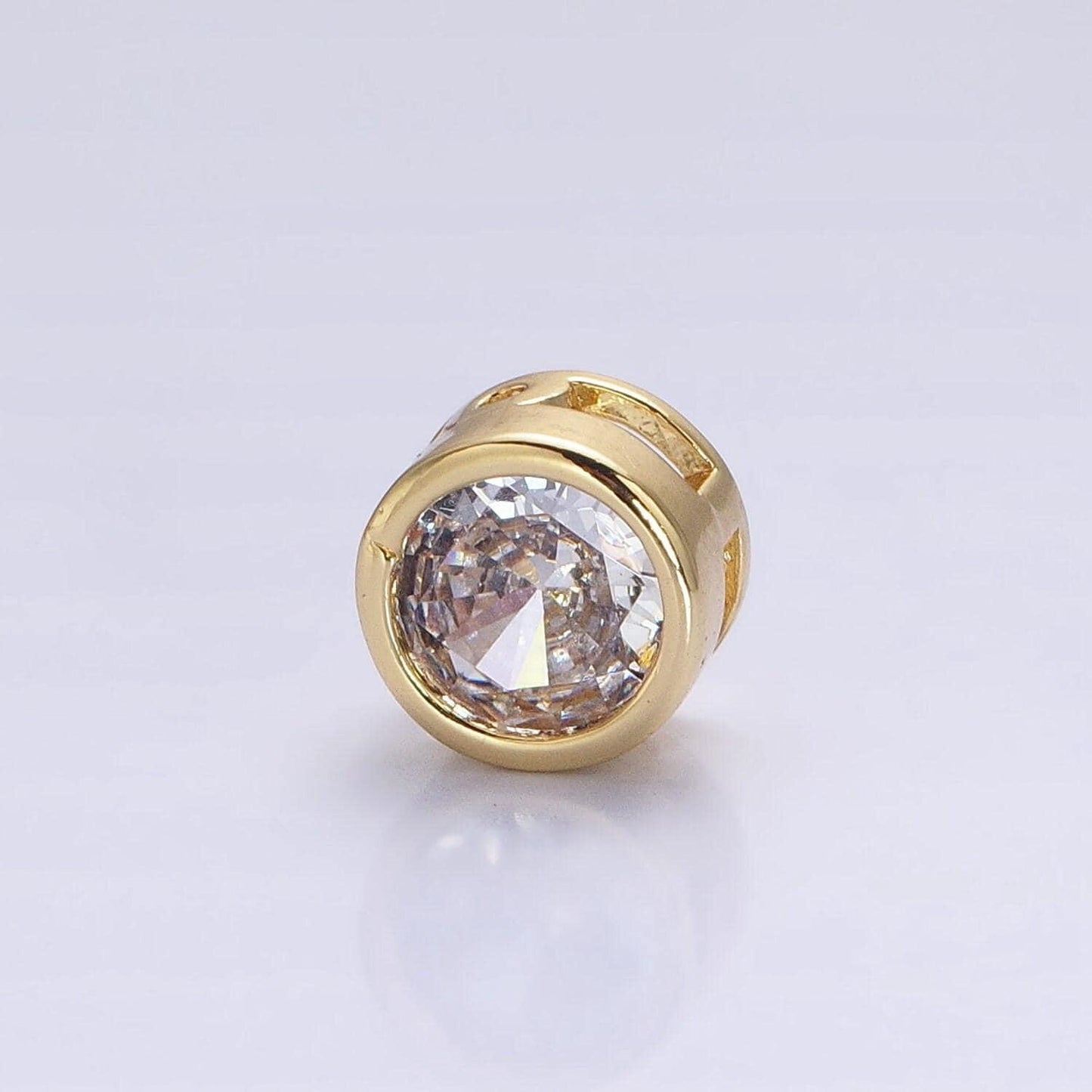 24k gold plated dainty cz round spacer bead, gold geometric spacer beads cz, small colorful spacers for bracelet necklace | b-229