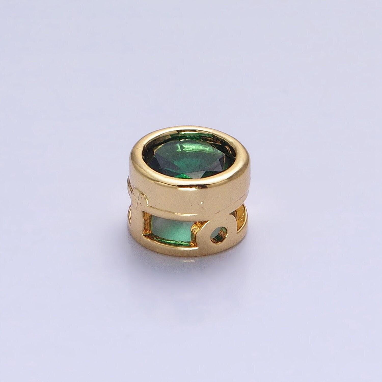 24k gold plated dainty cz round spacer bead, gold geometric spacer beads cz, small colorful spacers for bracelet necklace | b-229