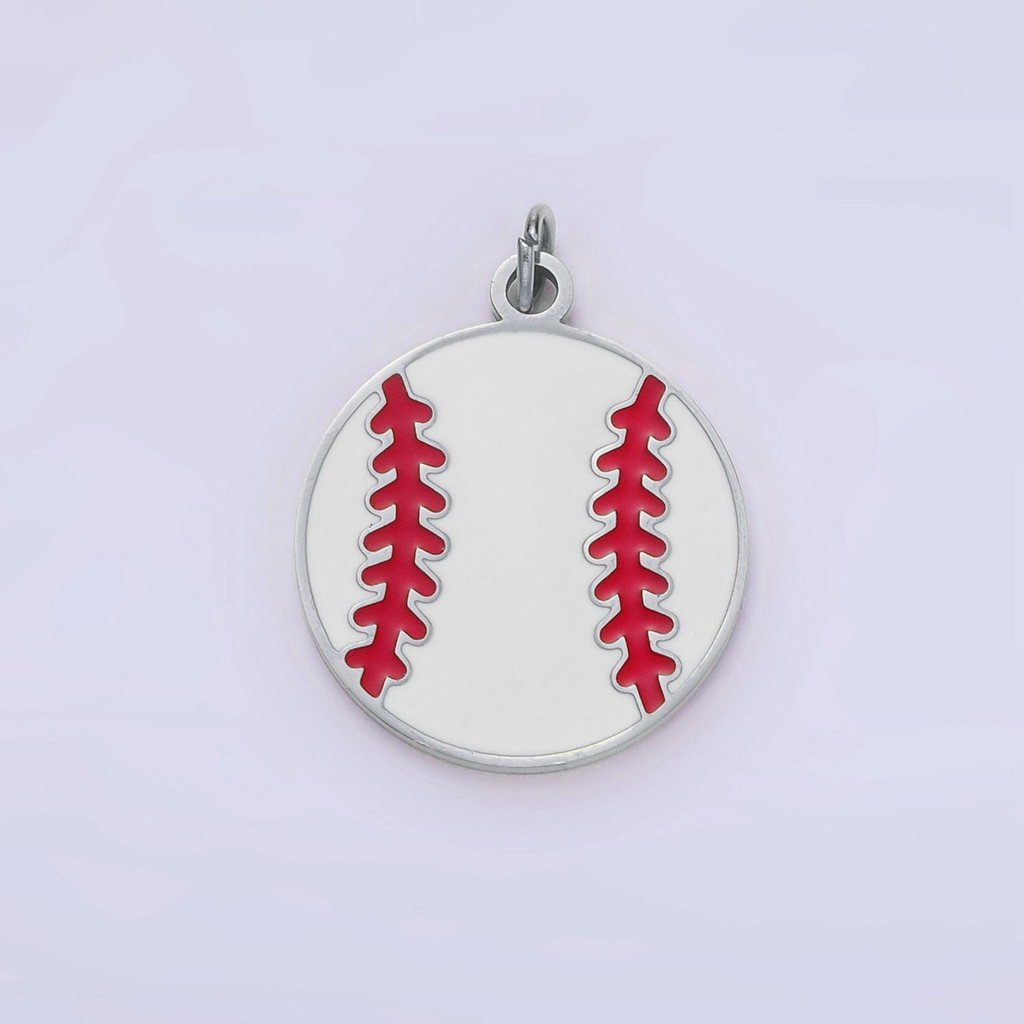 Stainless steel enamel baseball red lacing charm sport ball pendant game day team bracelet necklace charm inspired | p-966