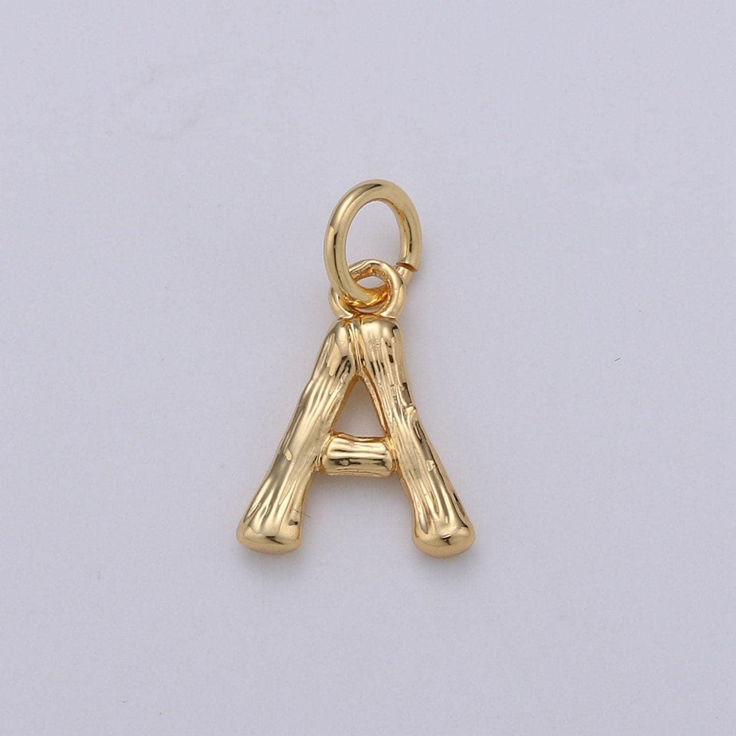 1pc gold initial letter pendant, initials letter bamboo charm small letter a-z for add on charm on bracelet necklace earring supply, alph-05
