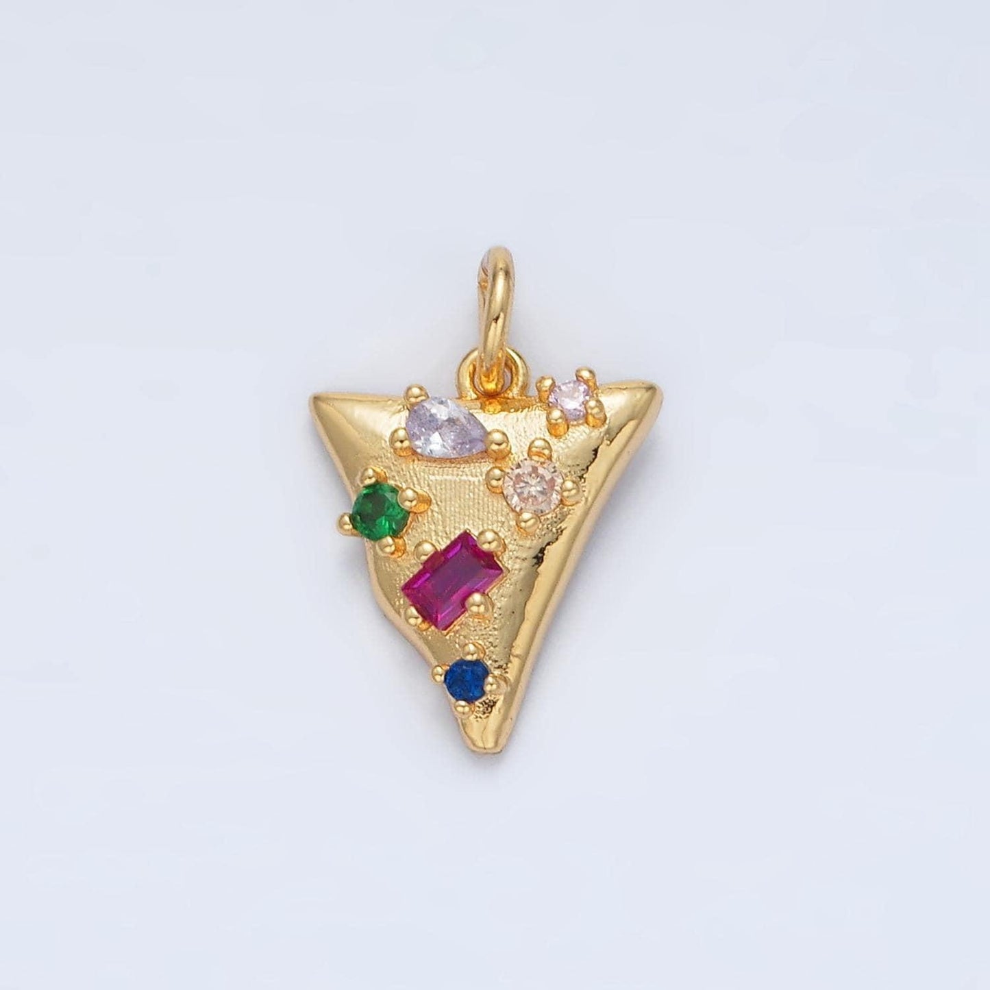 24k gold filled colorful micro pave cz pizza charm mini gold slice of pizza pendant for diy jewelry making supply triangle charm d805